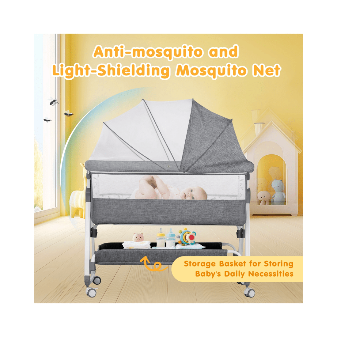 6 Advwin Baby Cot Crib Grey, 6 of 9