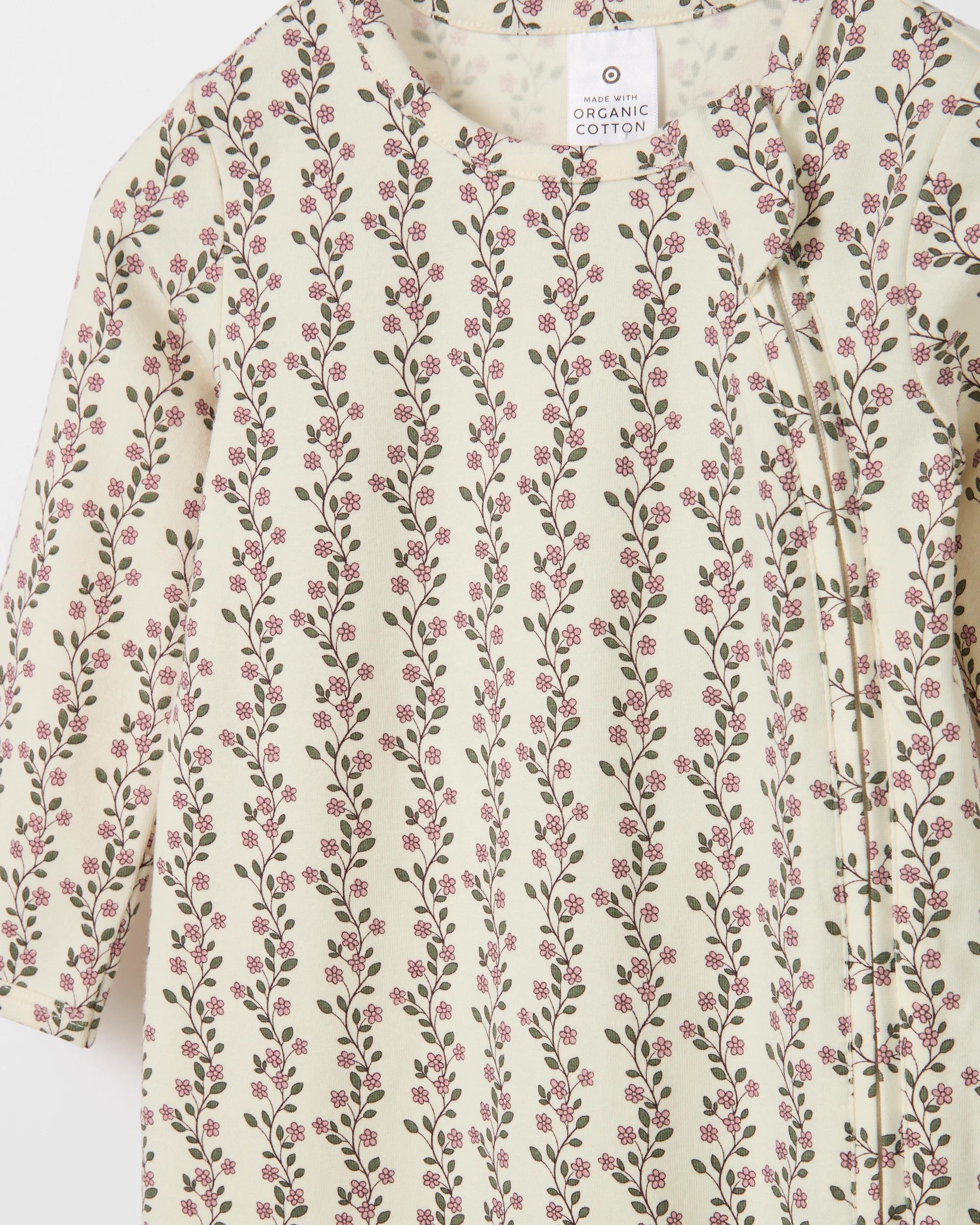 5 Target Baby Organic Cotton 3 Pack Baby Zip Coverall TRAILING FLORAL CREAM, 5 of 5