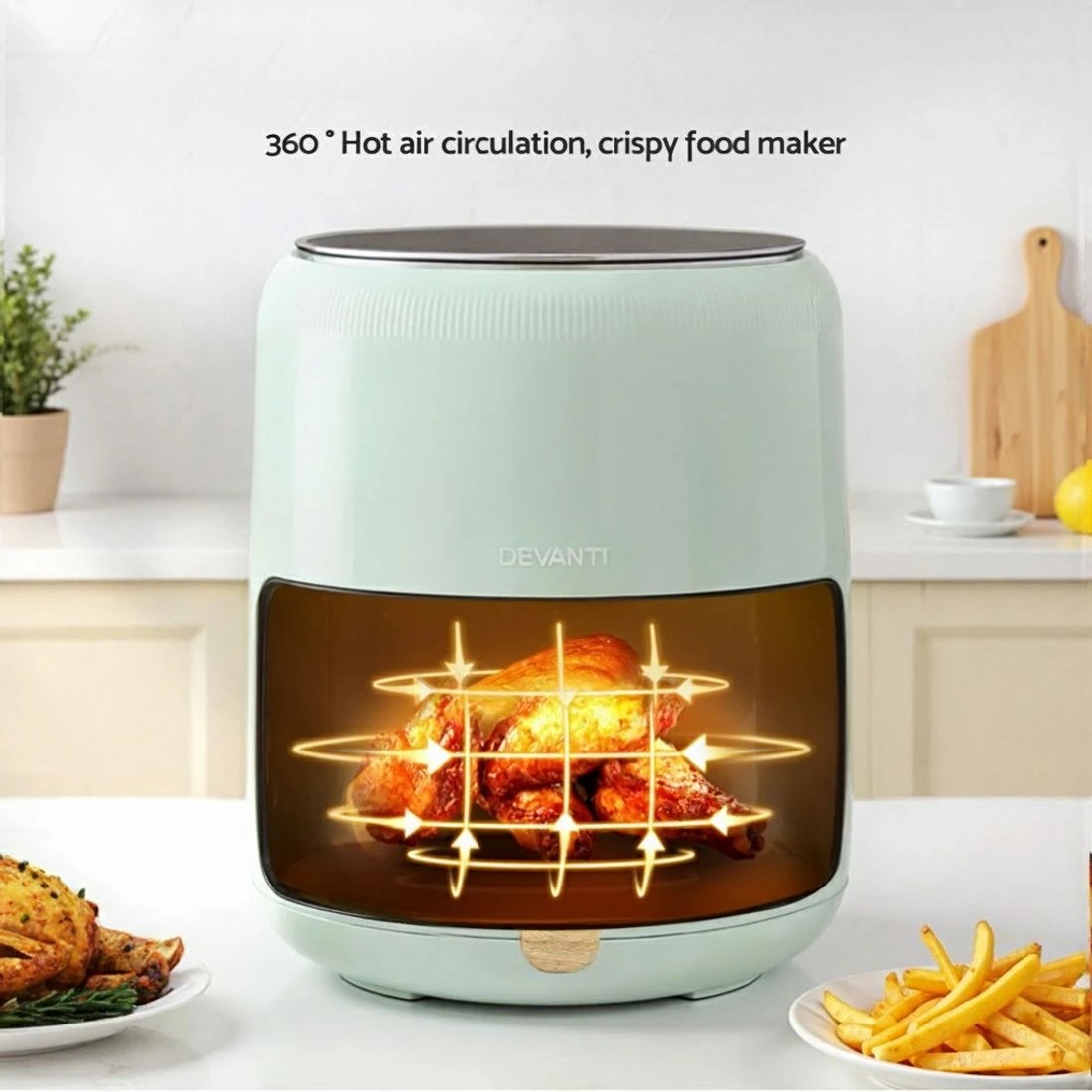 6 Devanti 5L Air Fryer Touch Control 1500W - Blue, 6 of 7