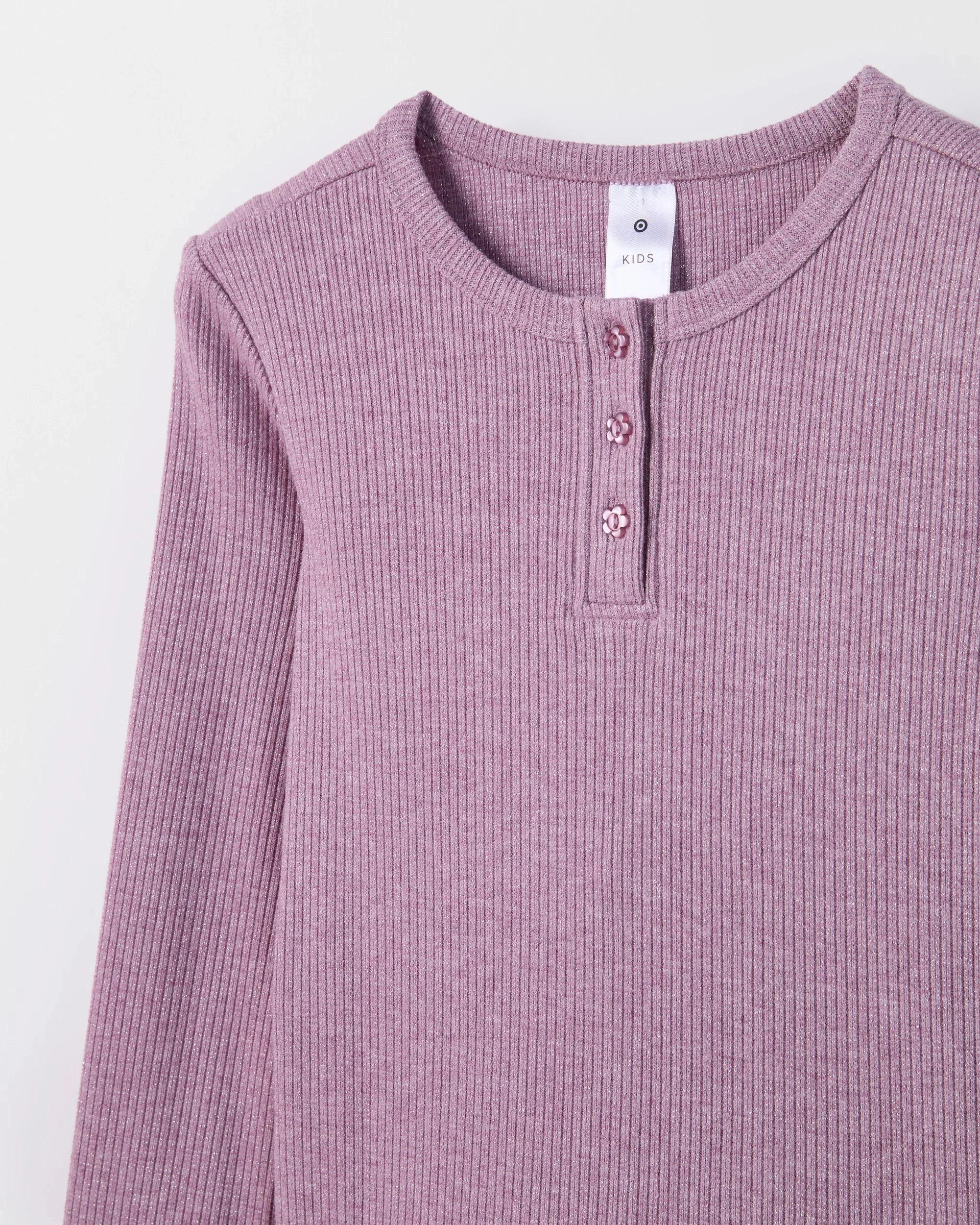 2 Target Kids Long Sleeve Rib Textured Henley T-Shirt BURGUNDY, 2 of 2