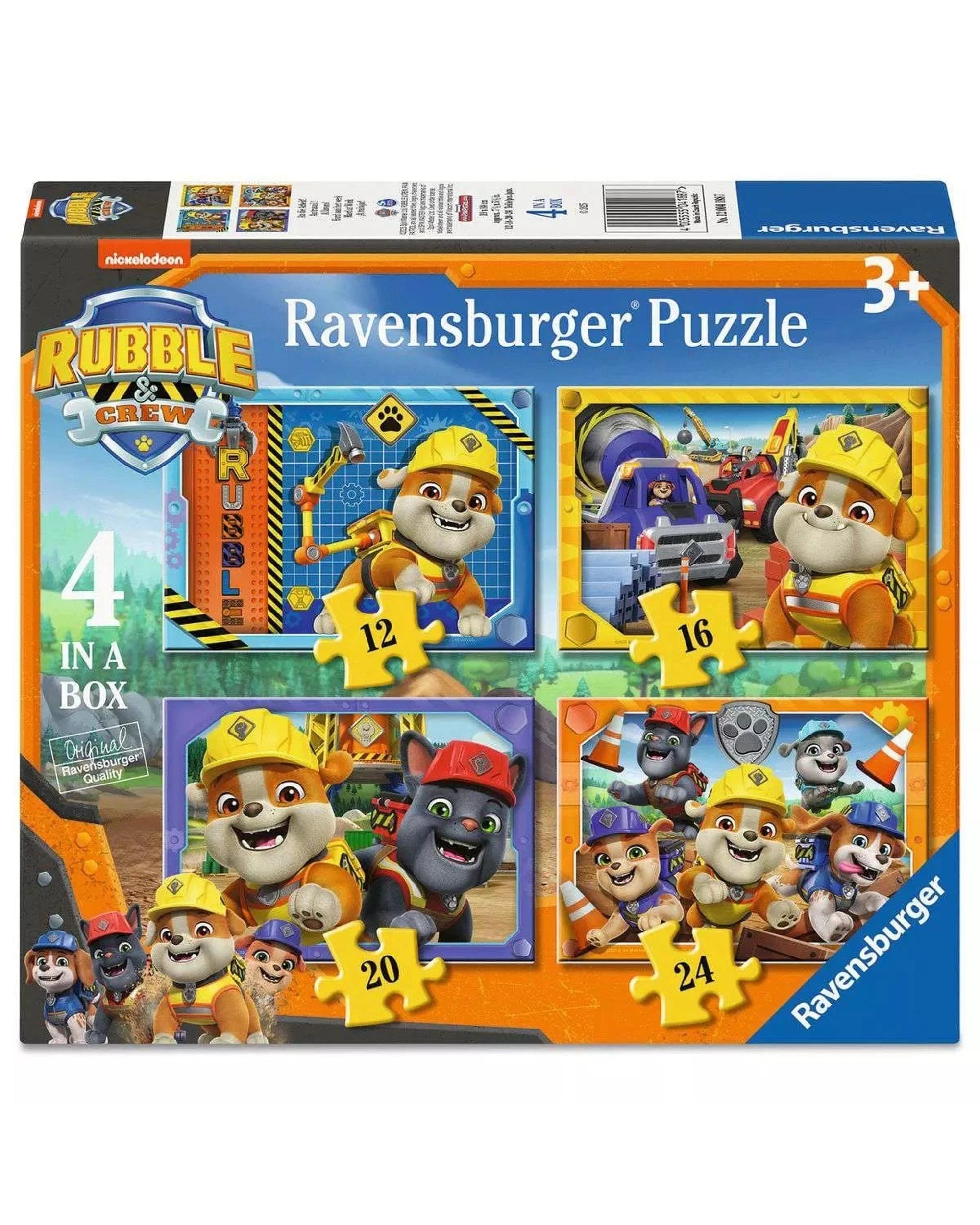 1 Ravensburger Paw Patrol Rubble and Crew 4 in a Box 12/16/20/24 Piece Jigsaw Puzzle 4 Pack, 1 of 6