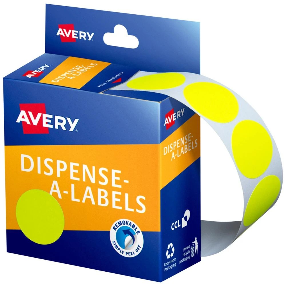 1 Avery Circle Label 14mm Fluorescent Yellow 350 Pack, 1 of 1