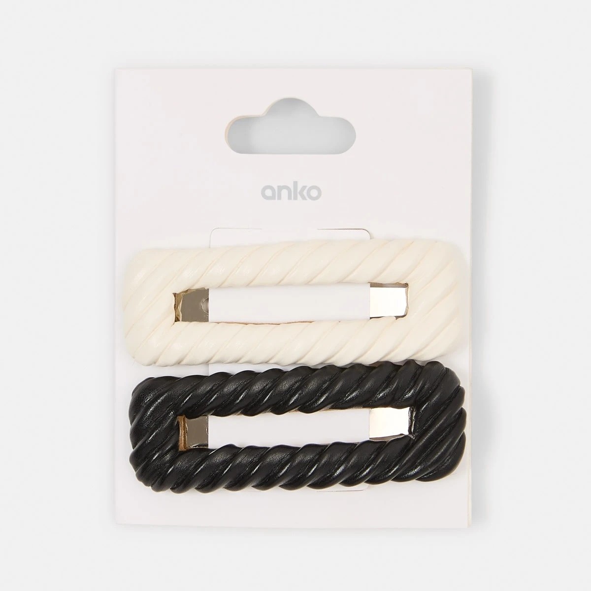 4 2 Pack Black Faux Leather Snap Hair Clip, 4 of 4