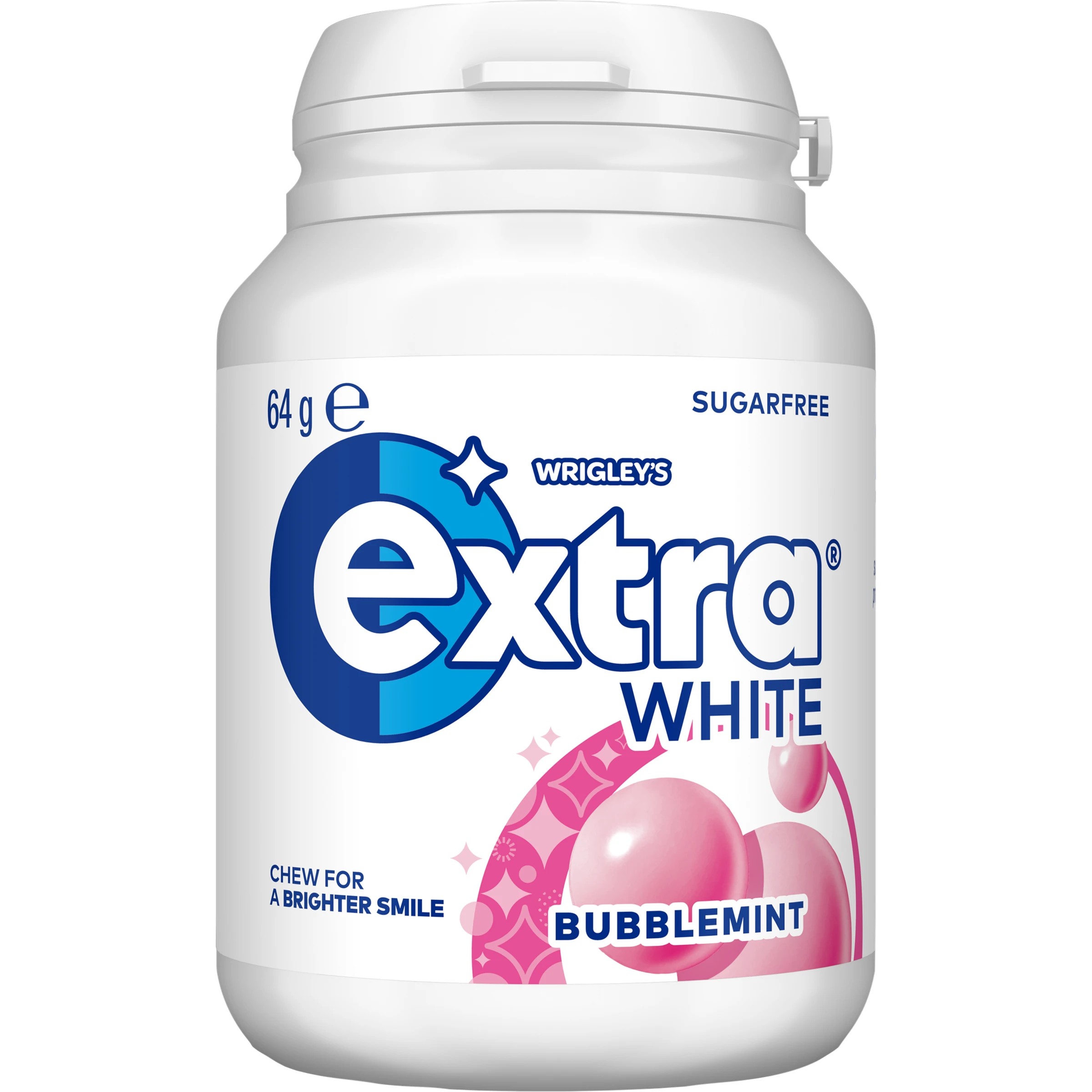 1 Wrigley's Extra White Bubblemint Sugar Free Chewing Gum Bottle 64g, 1 of 5