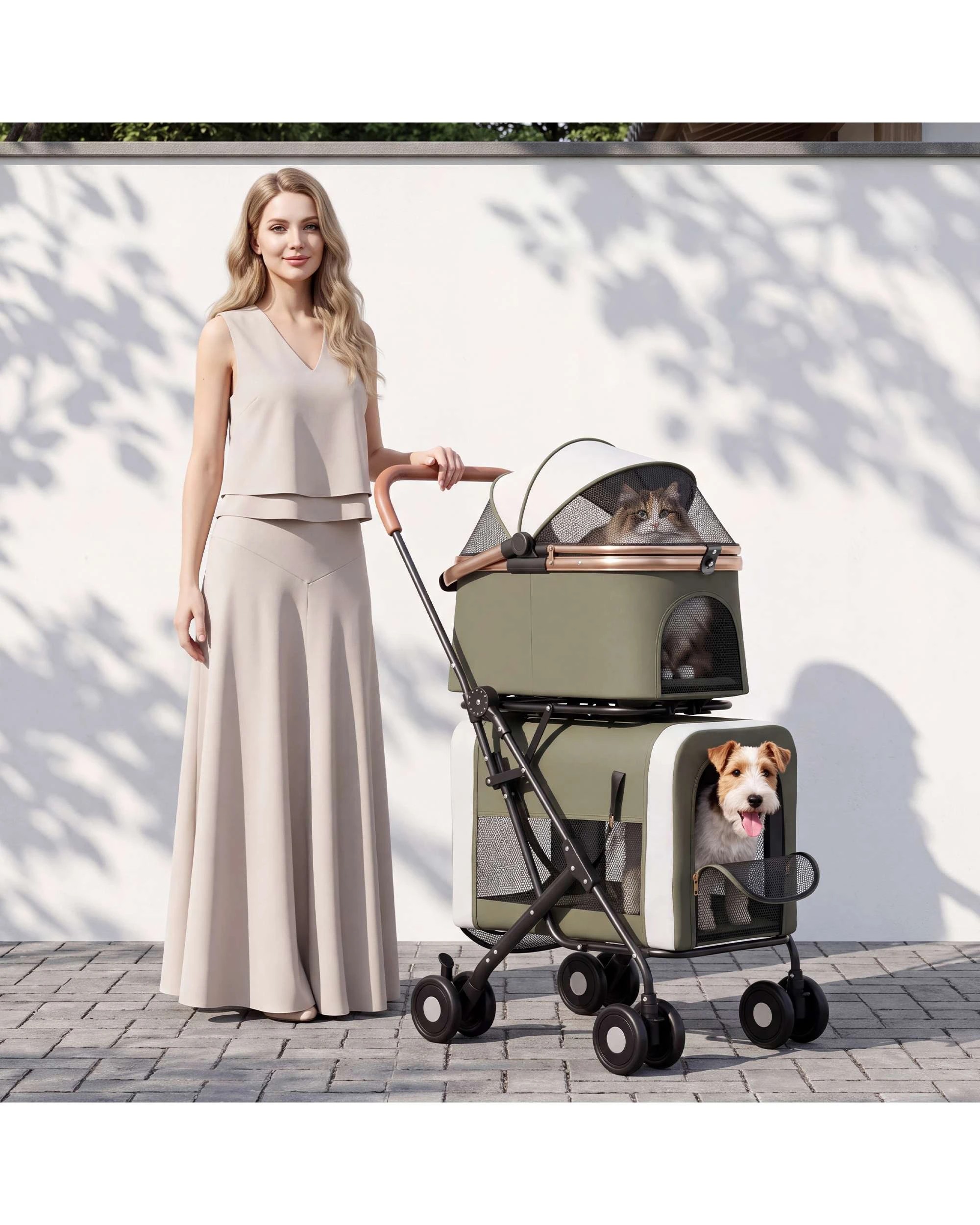 3 Advwin Dog Stroller with Detachable Carrier 3-in-1 Pet Pram Stroller Car Seat, 3 of 10