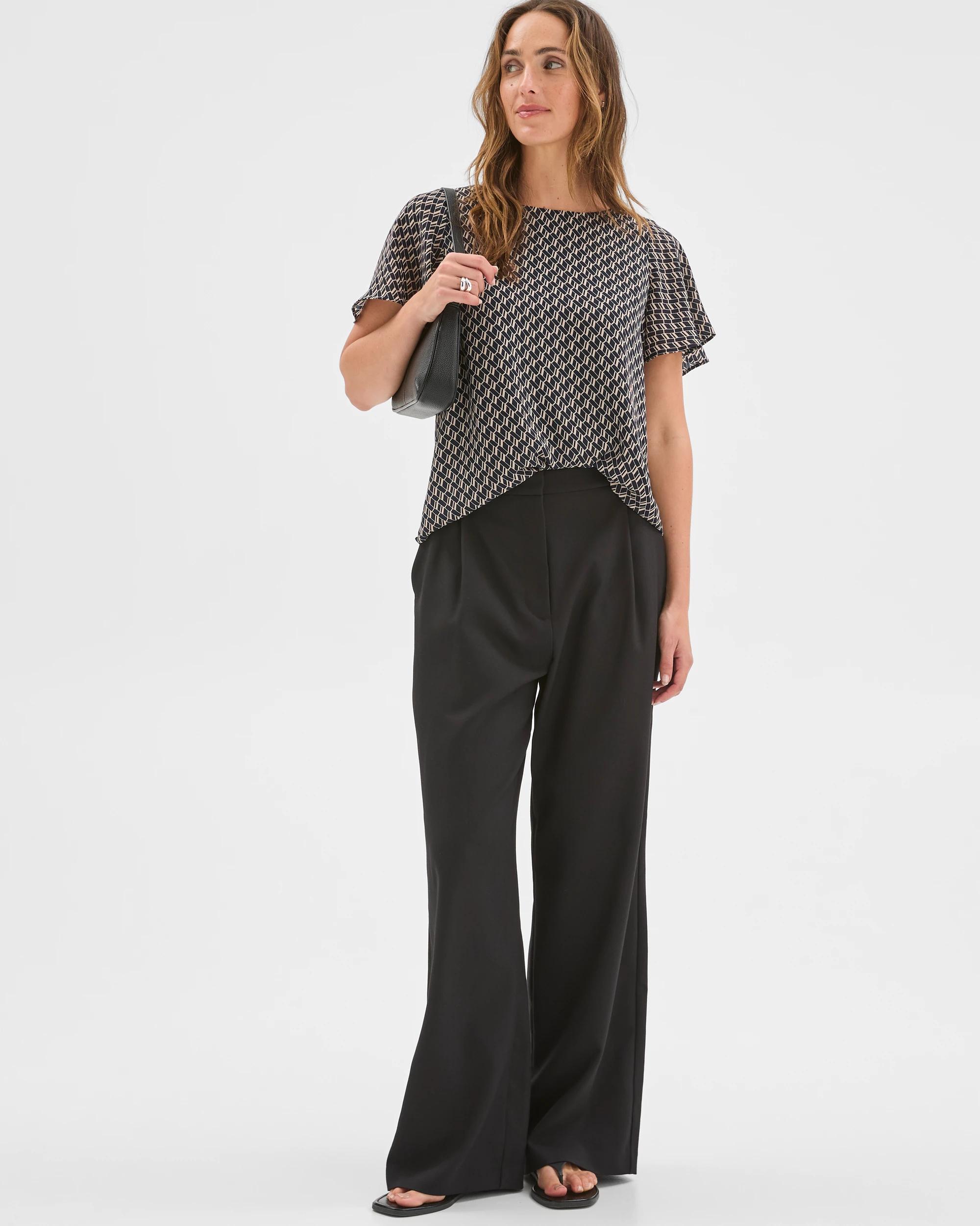 1 Preview Ella Crew Neck Blouse INK NAVY GEO, 1 of 7