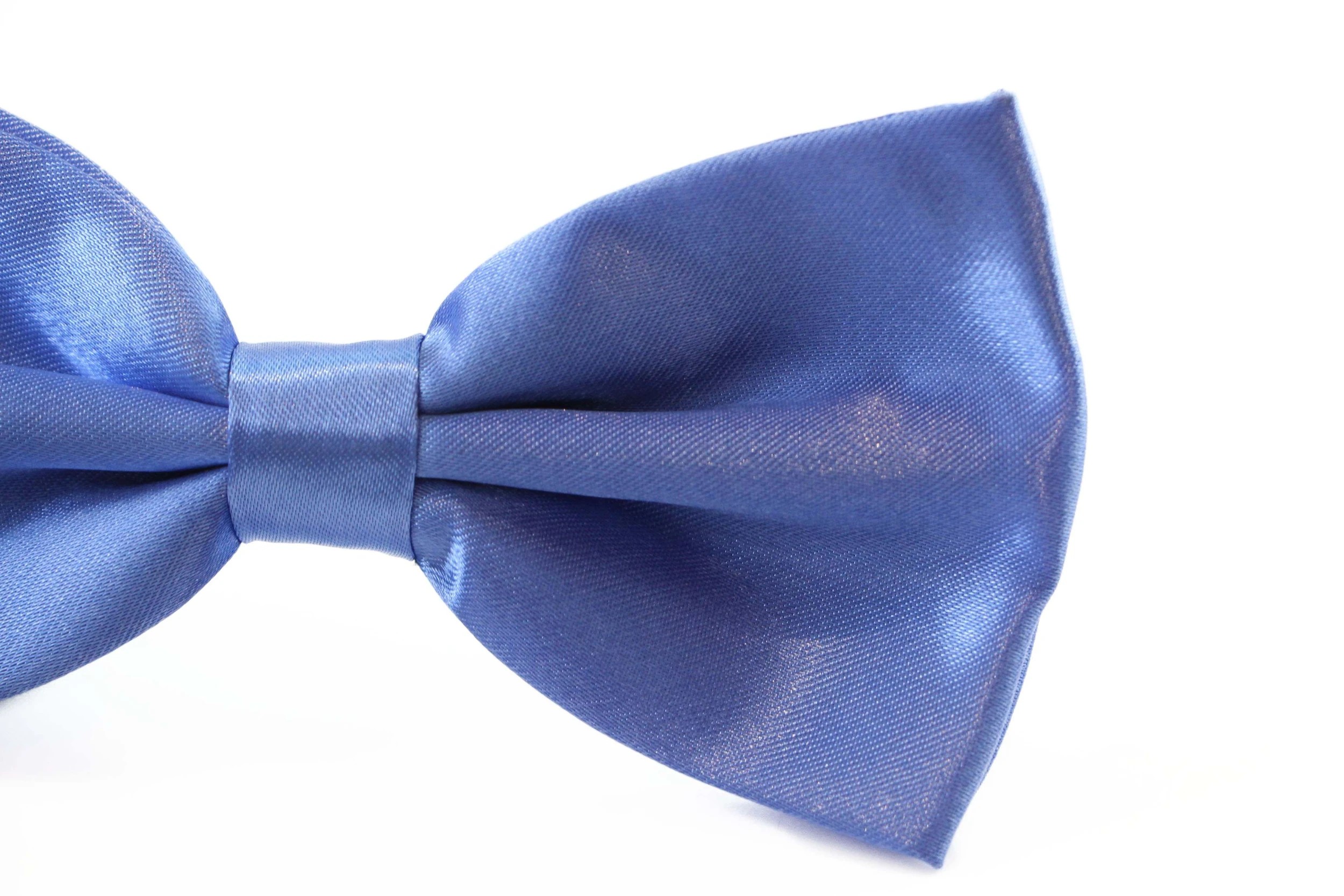 3 Zasel Mens Cornflower Blue Solid Plain Colour Bow Tie - Blue, 3 of 4