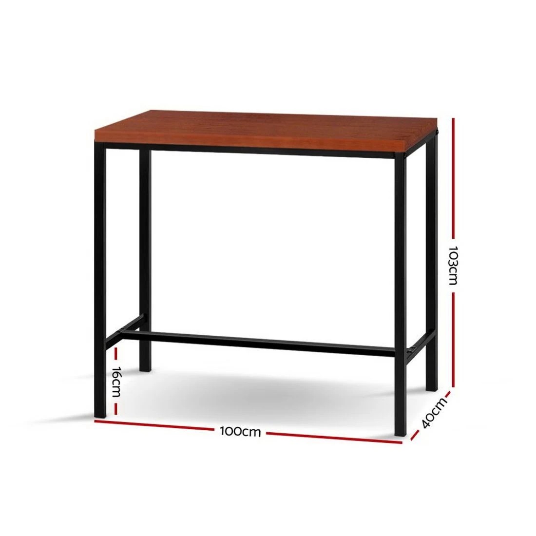 4 Artiss Alex Bar Table 100CM Rectangular - Brown, 4 of 8