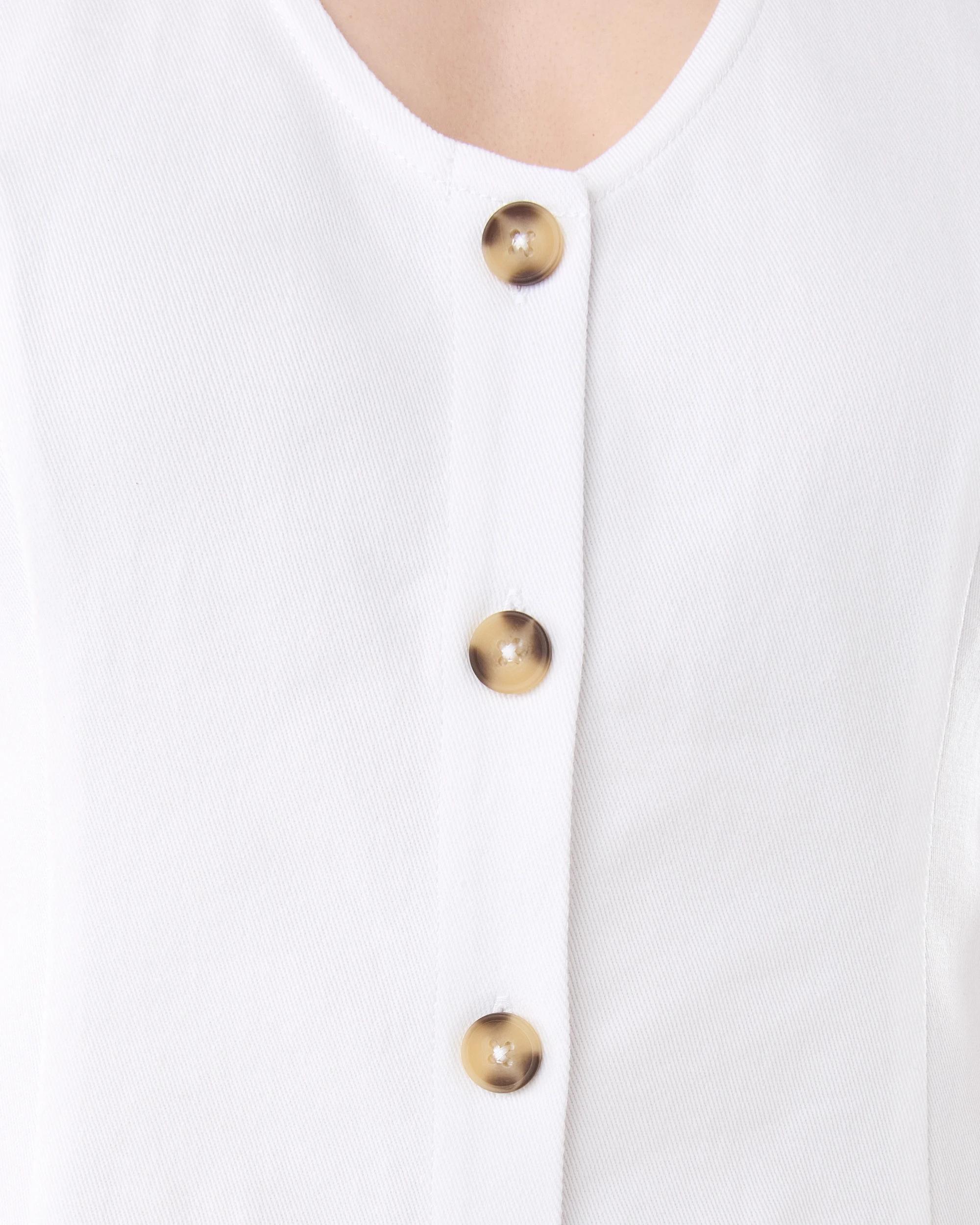 6 Sleeveless Denim Halter Maxi Dress Ecru, 6 of 10