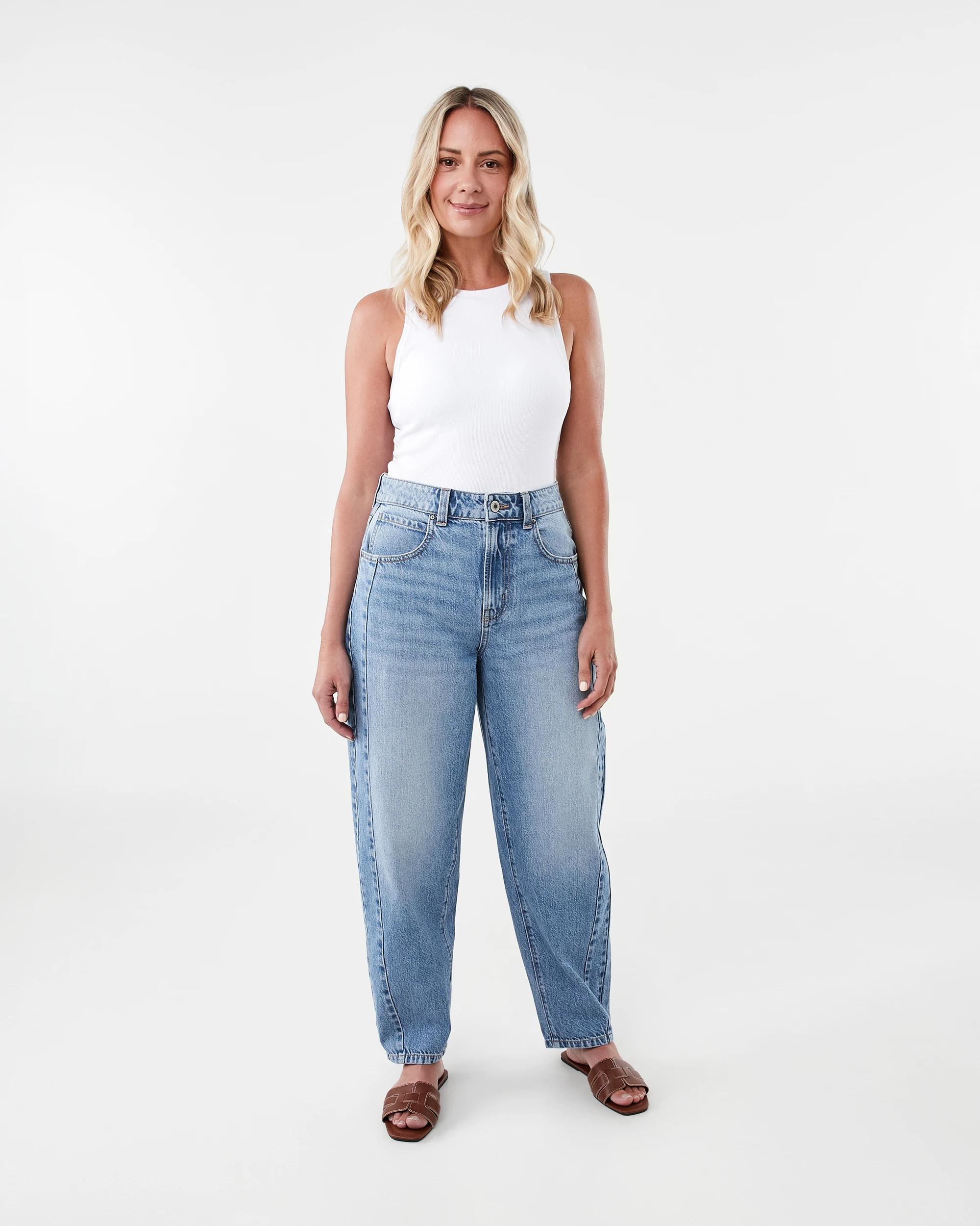 2 Barrel Leg Jeans Mid Wash, 2 of 9