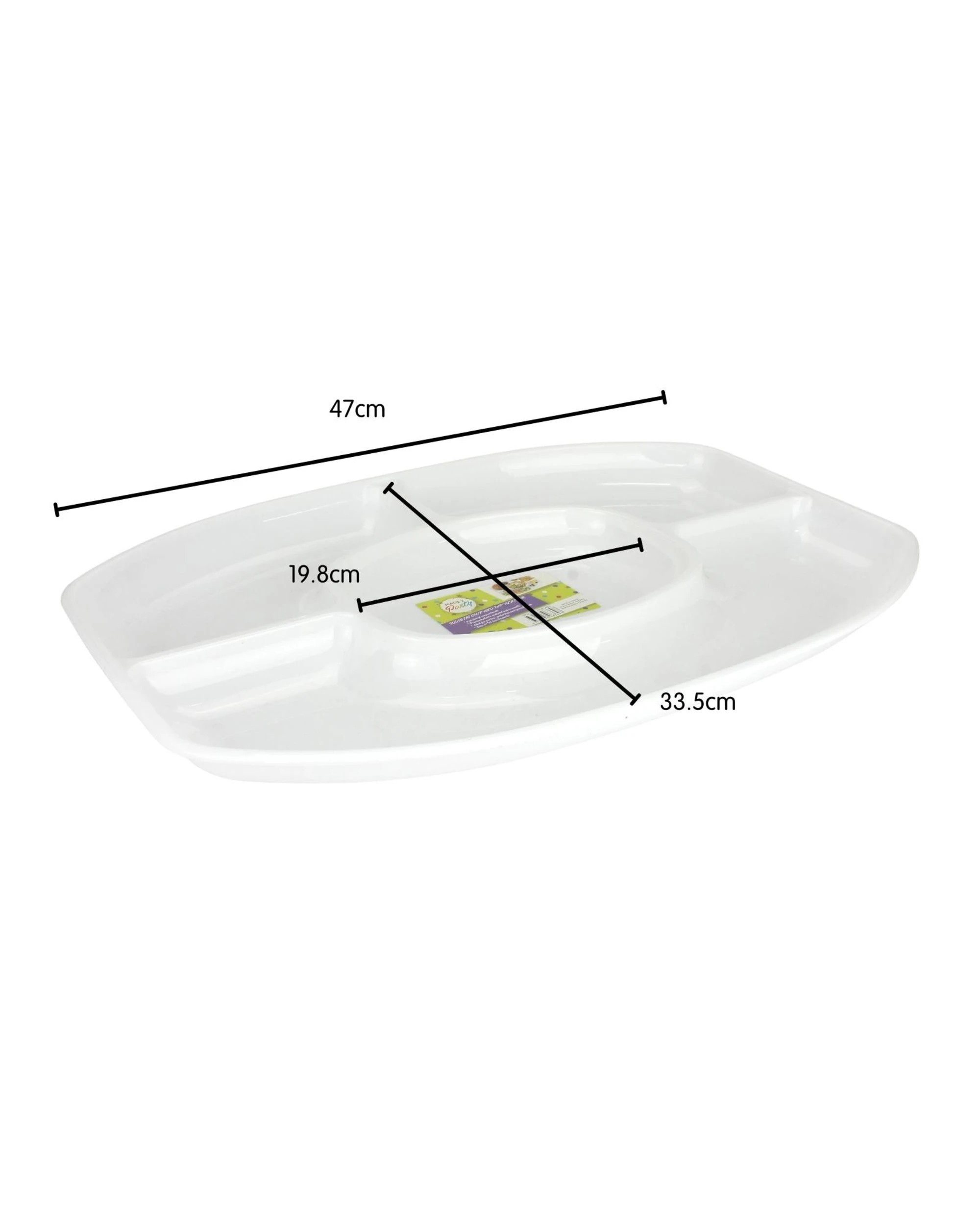2 Made 2 Party Plastic Chip and Dip Oval Platter 47cm - White, 2 of 2