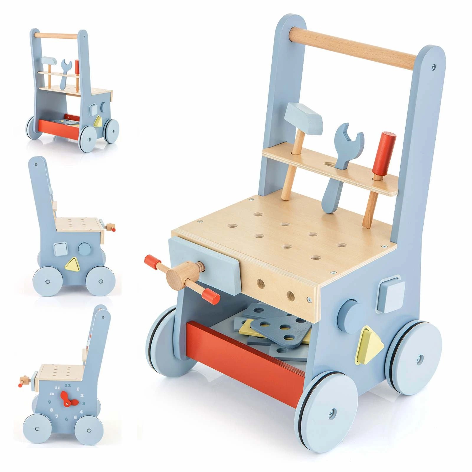 1 Costway Storage Walker Toy Activity Walker w/Platform Wheeled Play Kitchen Walking Toy, 1 of 2