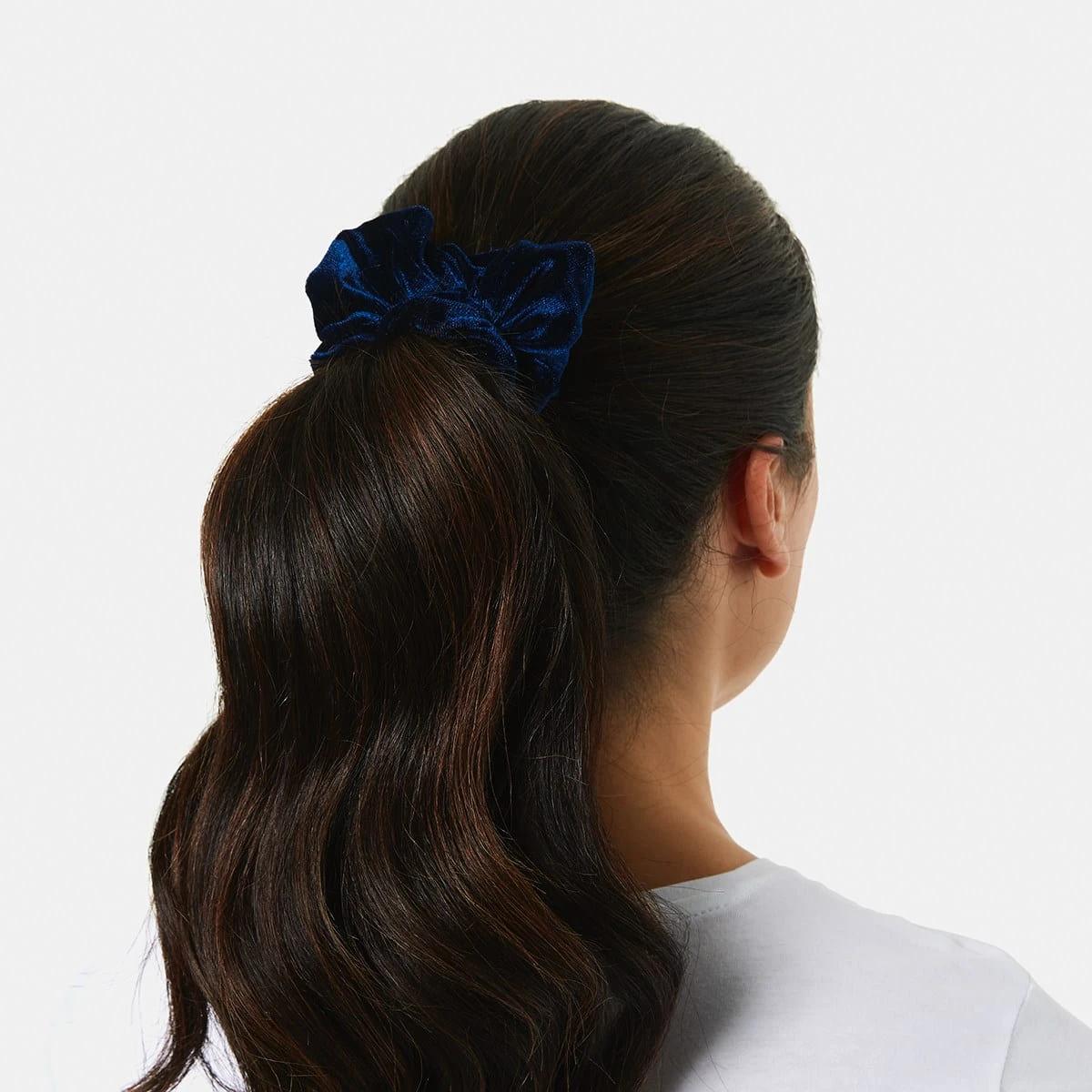 4 3 Pack Textured Hair Scrunchies - Navy Navy, 4 of 5