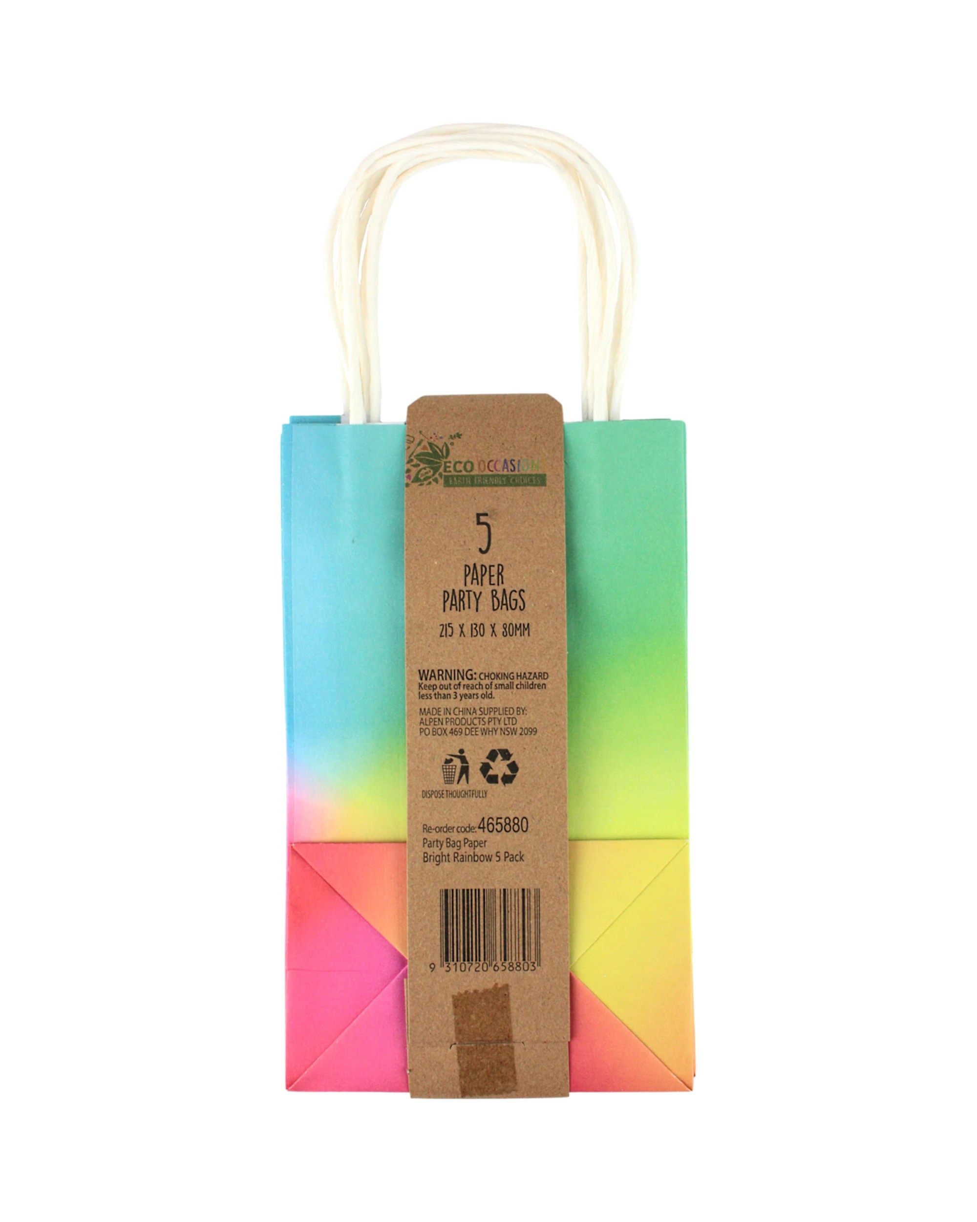 4 Alpen Bright Rainbow Paper Party Bags Pack of 5, 4 of 4