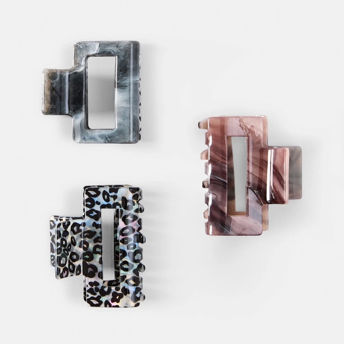 2 3 Pack Small Rectangle Claw Hair Clips, 2 of 4