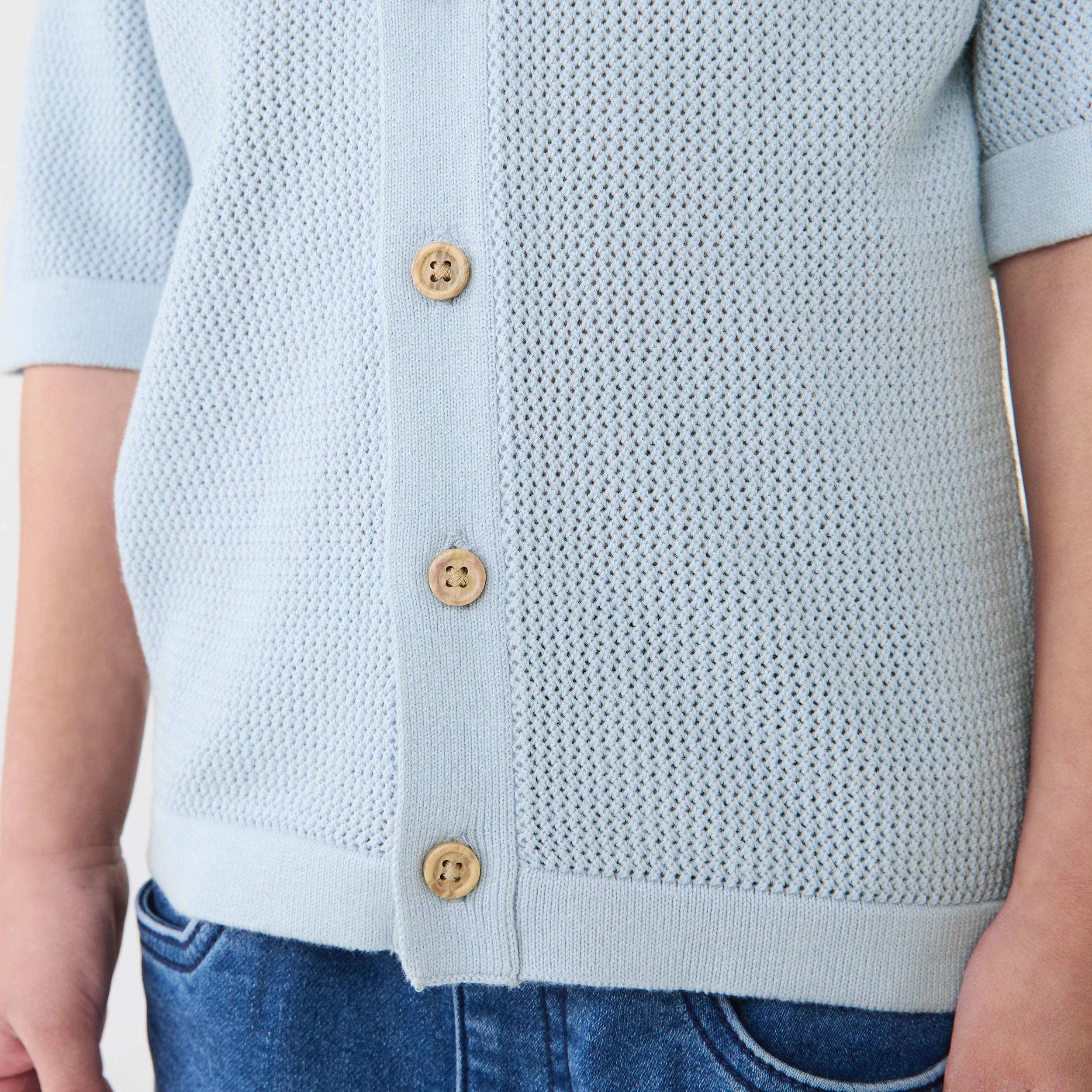 6 Short Sleeve Knit Shirt Blue Mist, 6 of 8