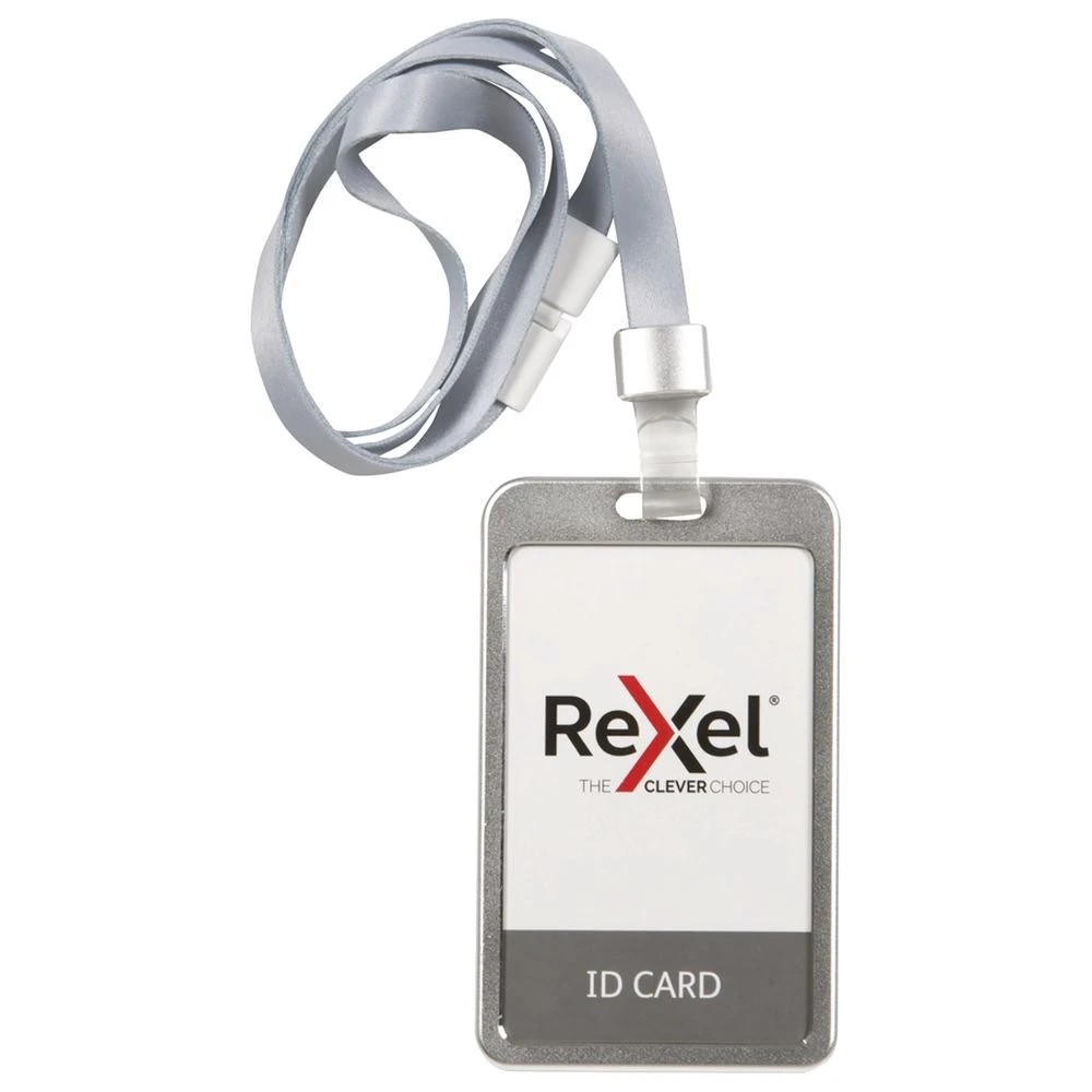 2 Rexel Aluminium Card Holder Portrait with Lanyard Silver, 2 of 2