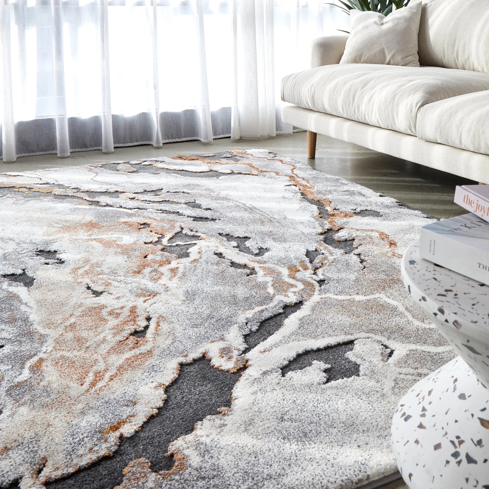 2 Common Ground Rugs Stonefall 222 290x200cm - Large Floor Rug - Orange, 2 of 7
