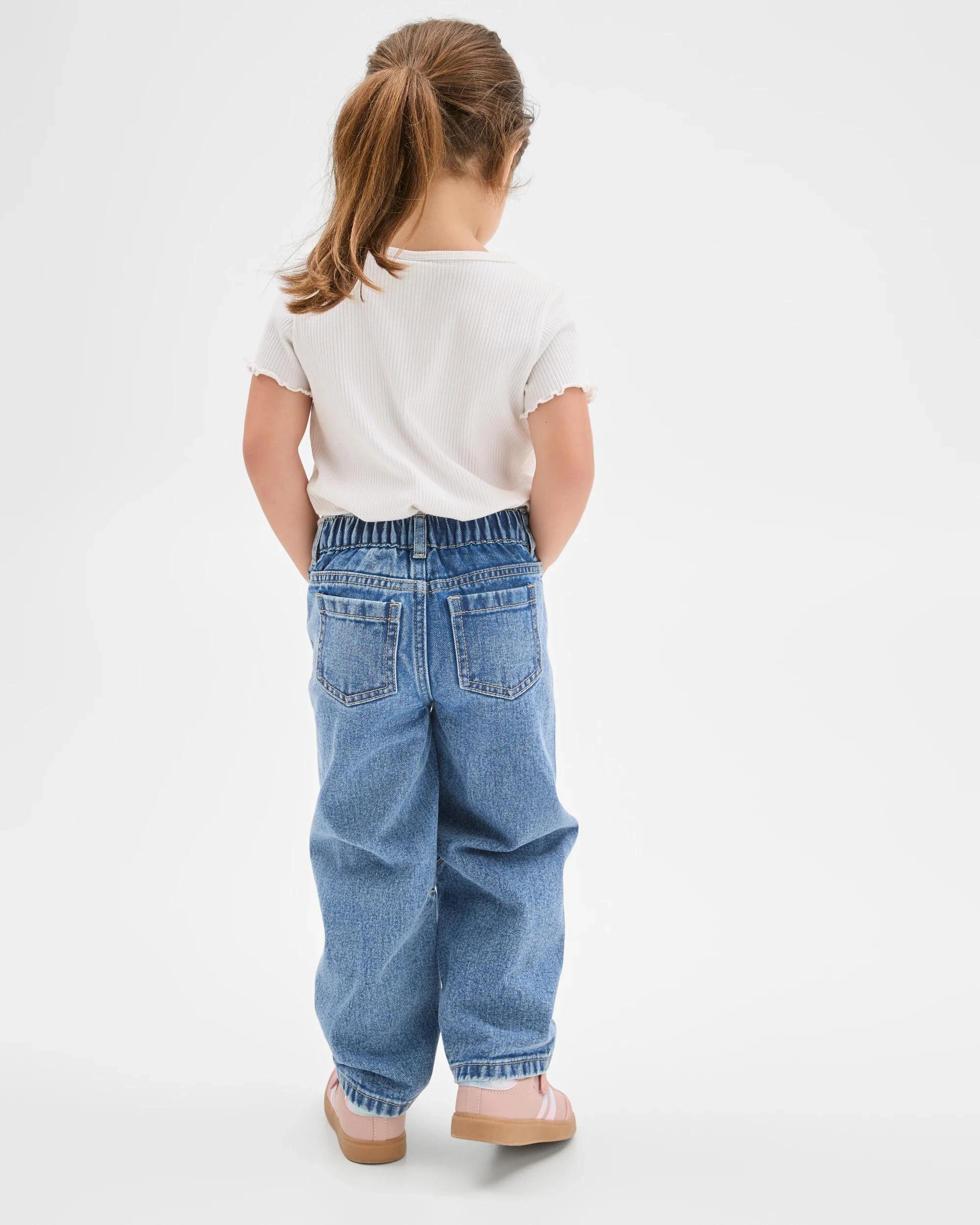 4 Target Kids Embroidered Barrel Leg Denim Jeans BLUE, 4 of 6