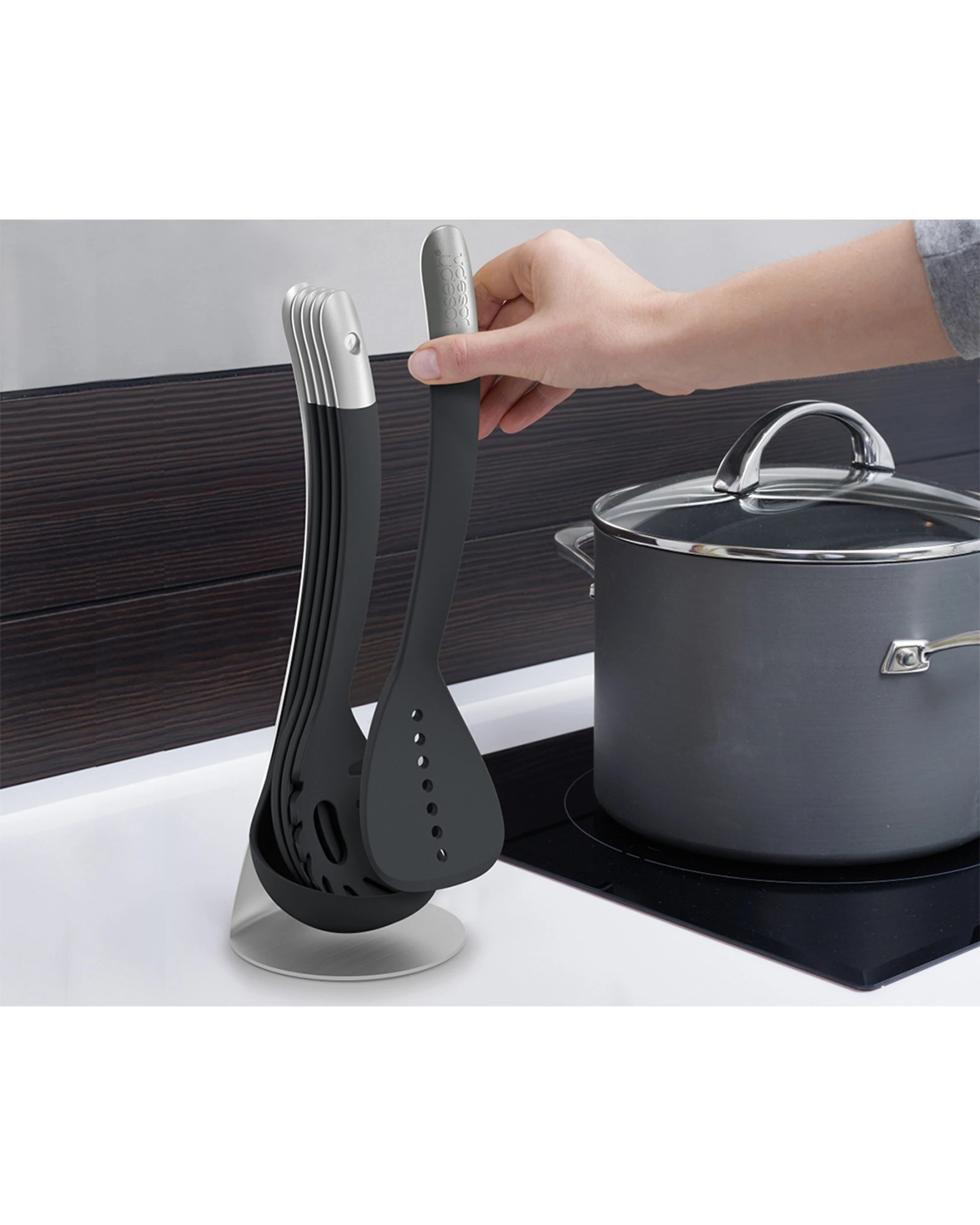 3 Joseph Joseph Nest 100 Utensils Set Nesting Design Heat Resistant Utensils Stainless Steel Stand - Grey, 3 of 4