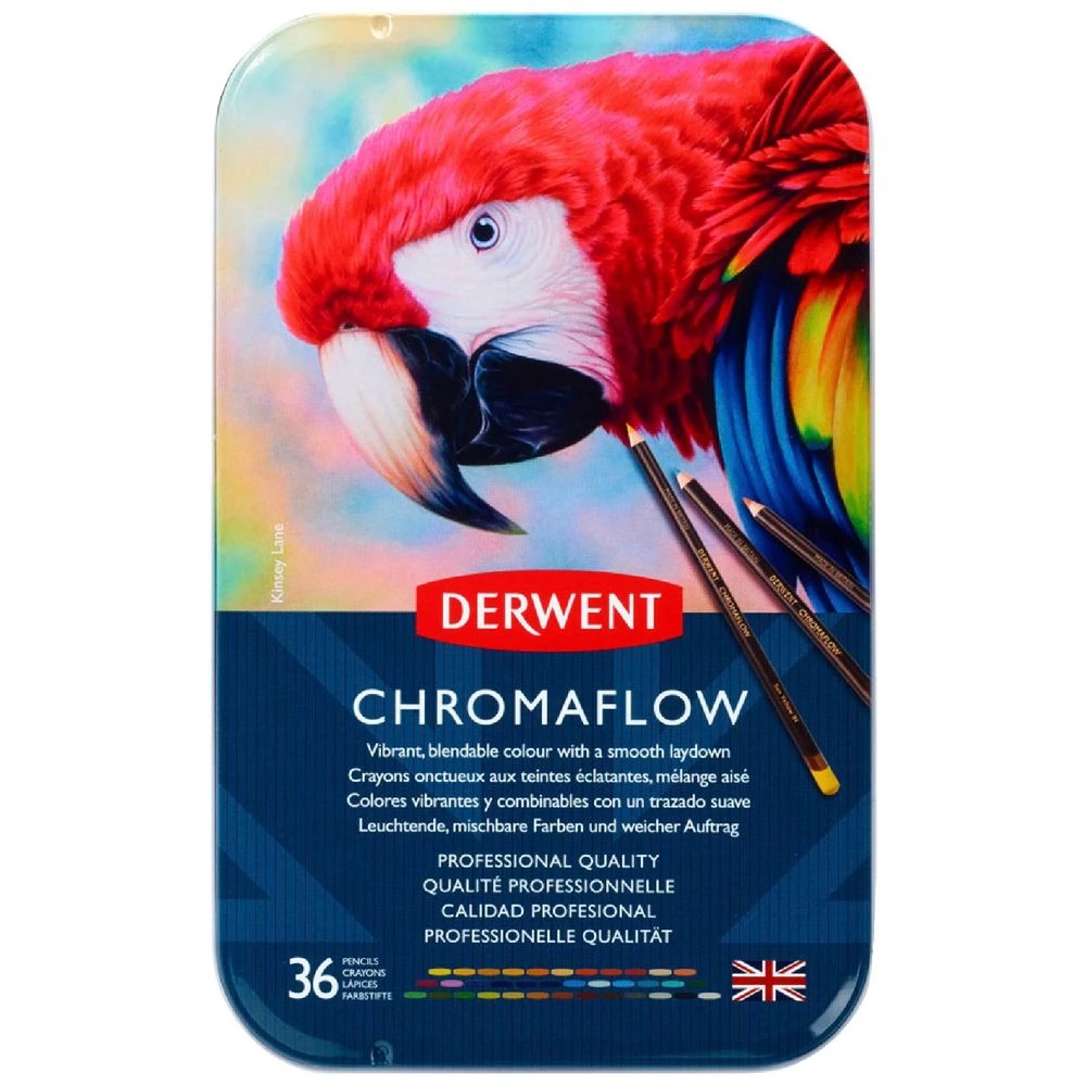 1 Derwent Chromaflow Coloured Pencils Tin 36 Pack, 1 of 5