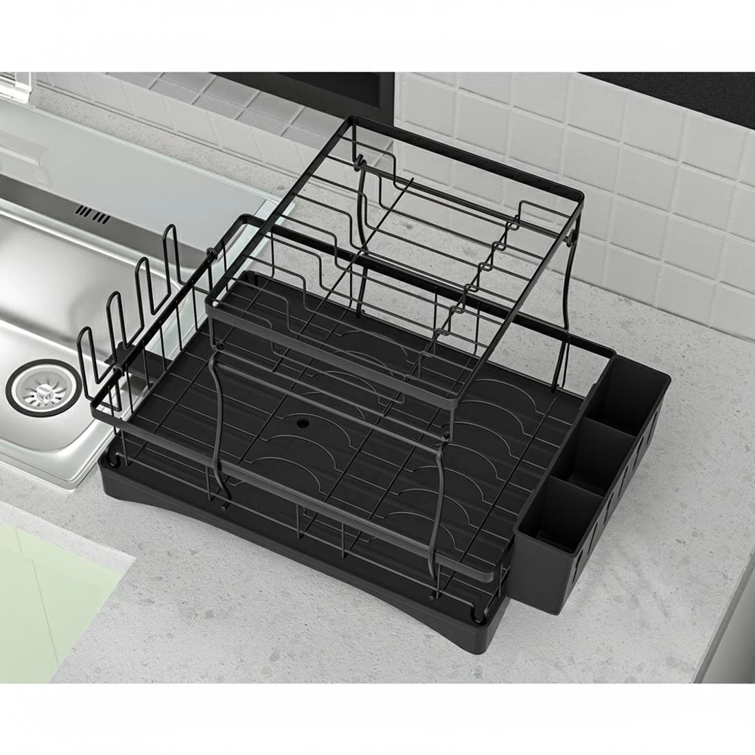 2 Cefito Dish Rack 2 Tiers Expandable - Black, 2 of 4