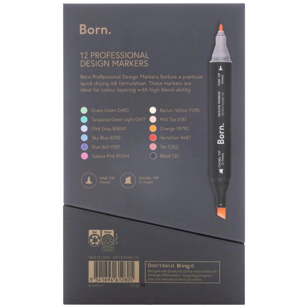 2 Born Professional Dual-Tip Artist Markers Assorted 12 Pack, 2 of 4