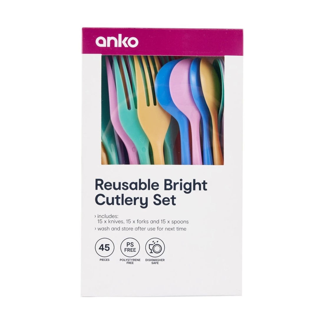 5 45 Piece Reusable Bright Cutlery, 5 of 5
