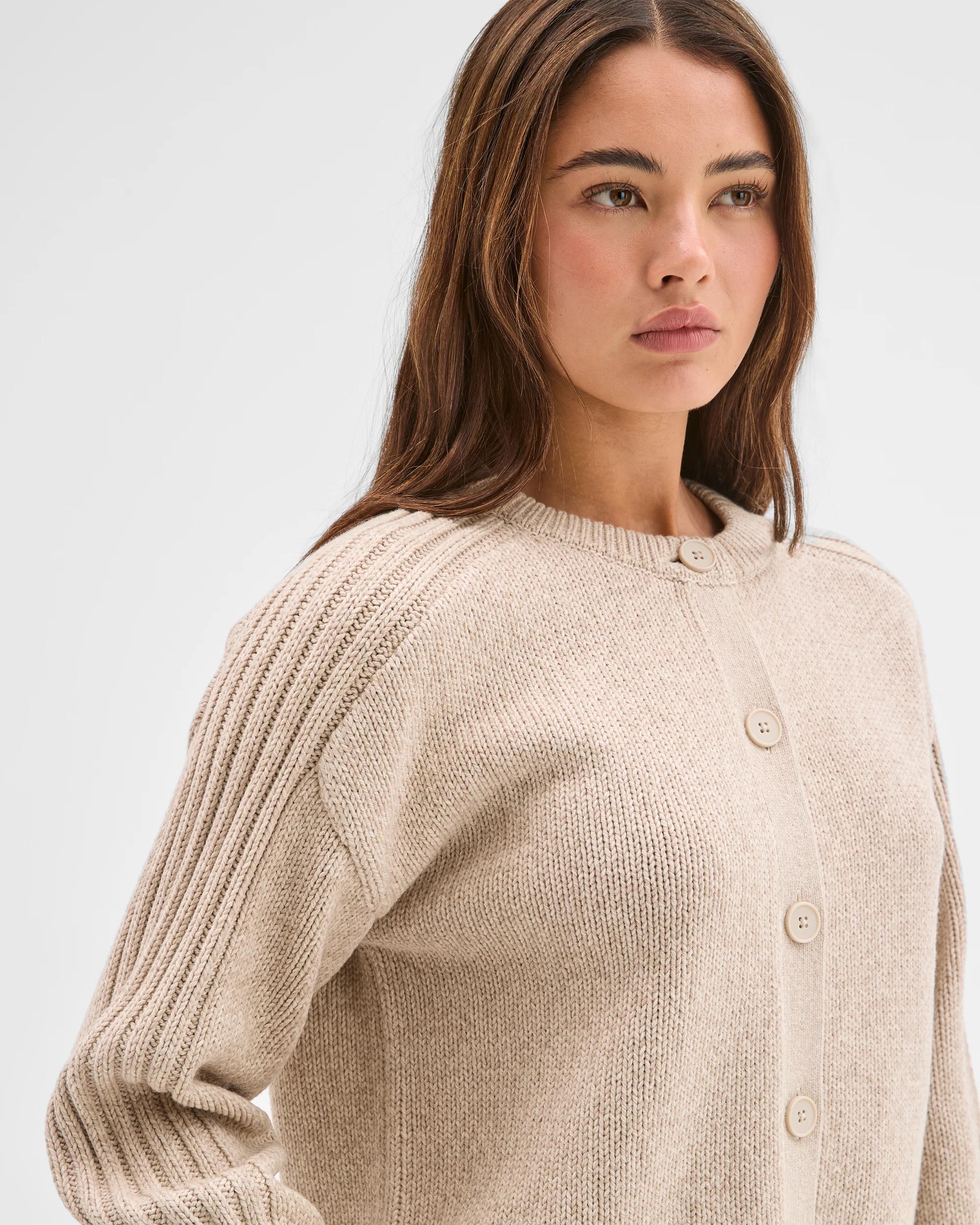 3 Lily Loves Australian Cotton Blend Knit Cardigan OATMEAL MARLE, 3 of 6