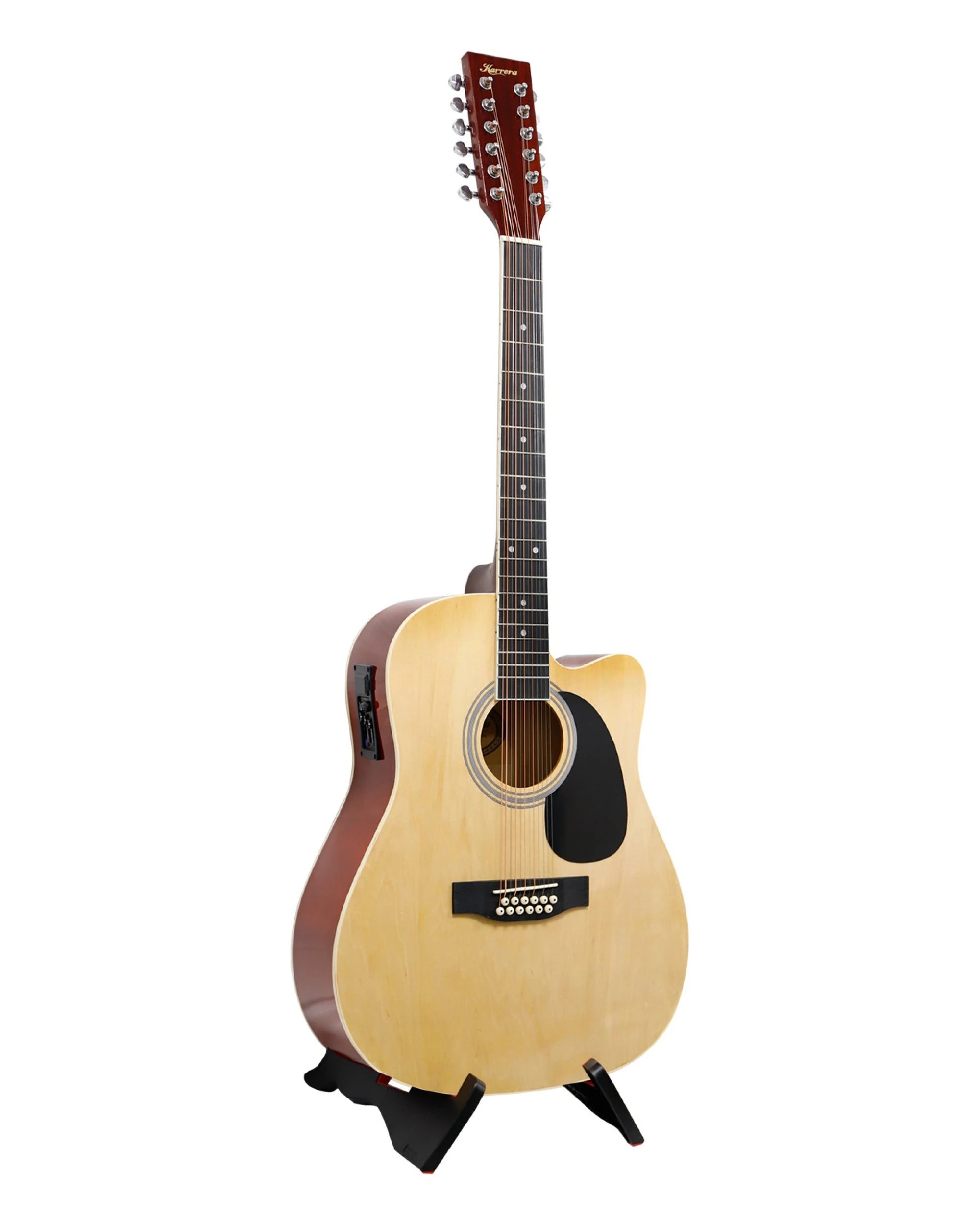 2 Karrera 12 String Acoustic Guitar with EQ Musical Instrument - Natural, 2 of 4