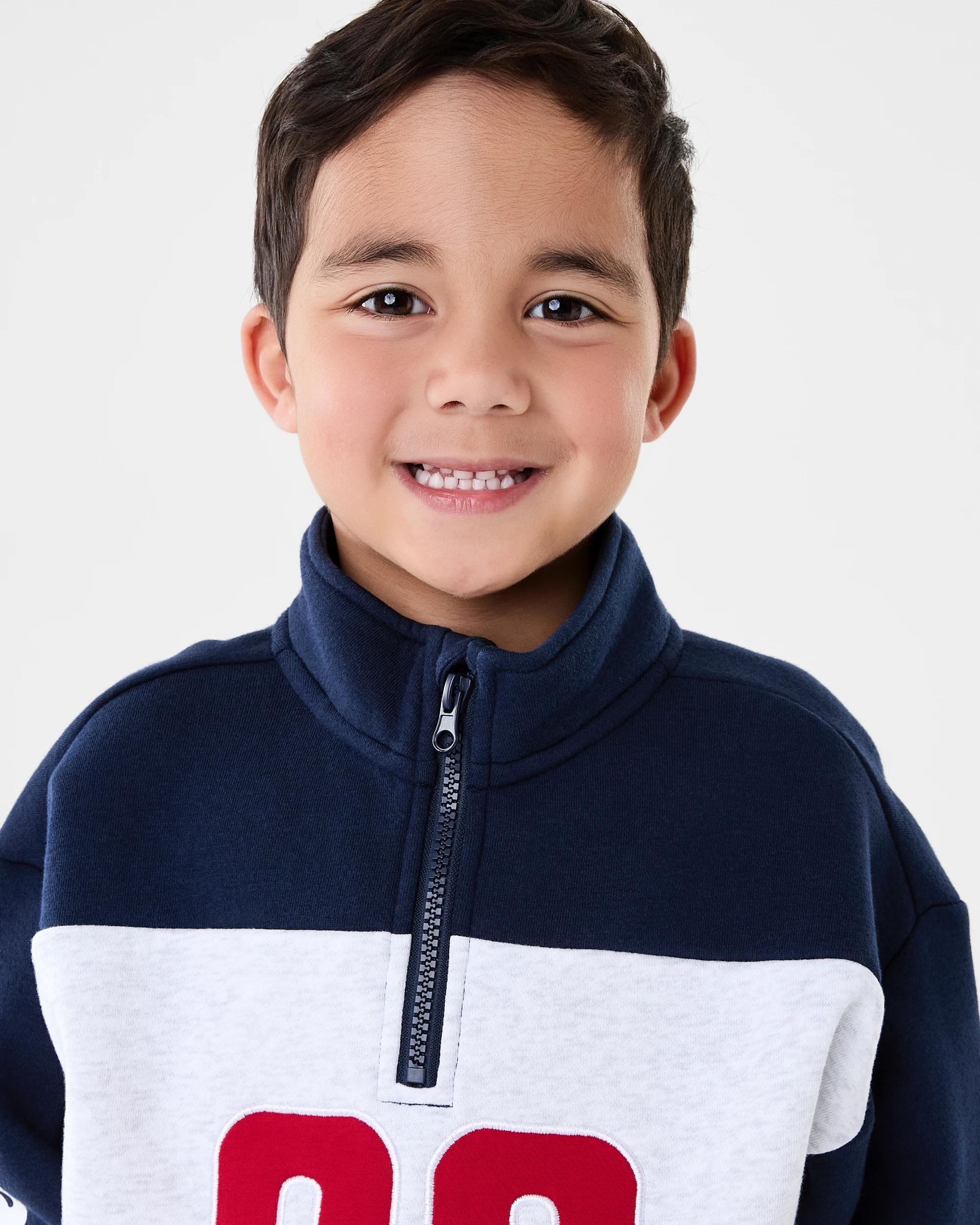 3 Oversized Quarter Zip Sweatshirt Wht Marle, 3 of 8