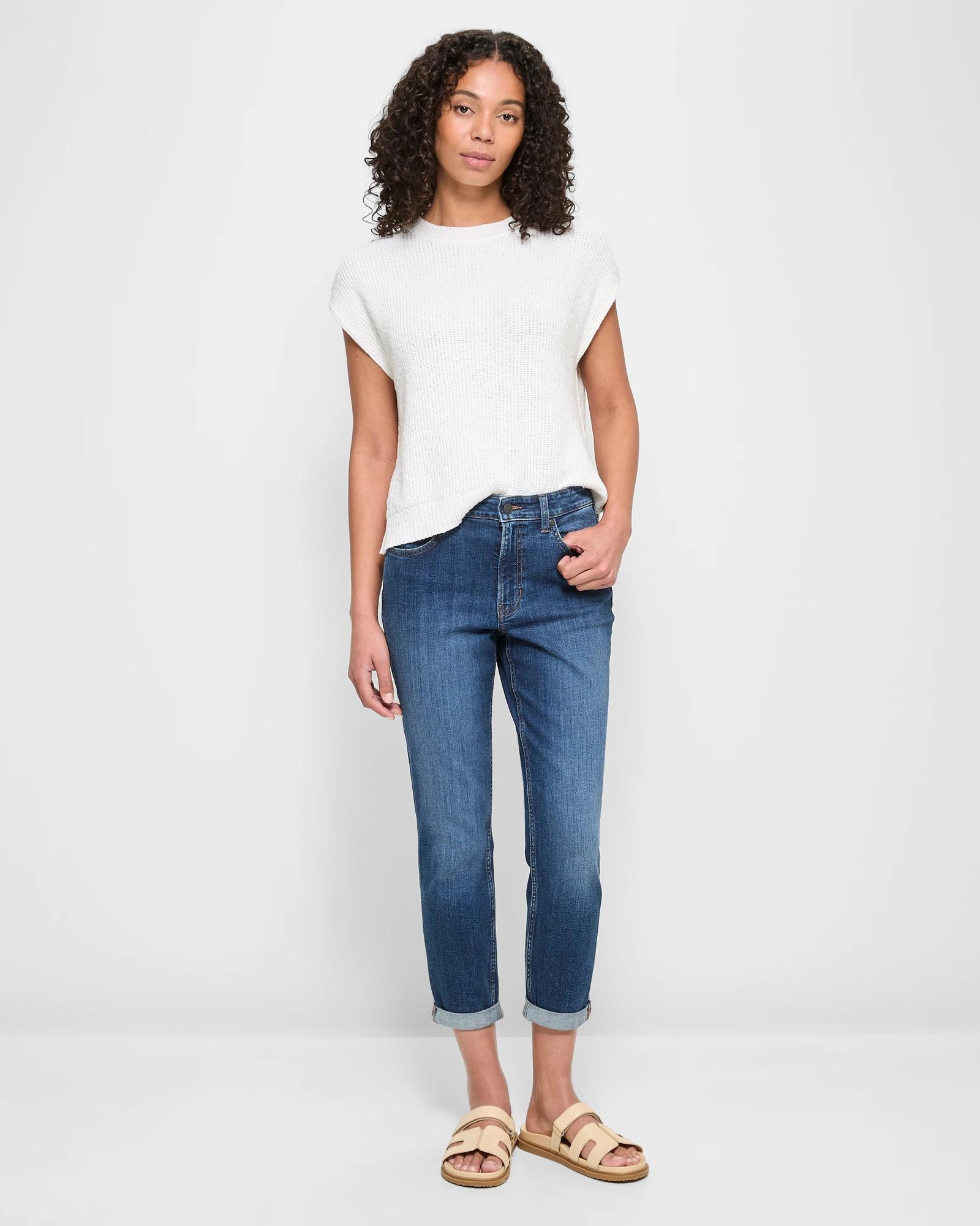 1 Target Mid Rise Ankle Length Girlfriend Denim Jeans MEDITERANEAN BLUE, 1 of 5