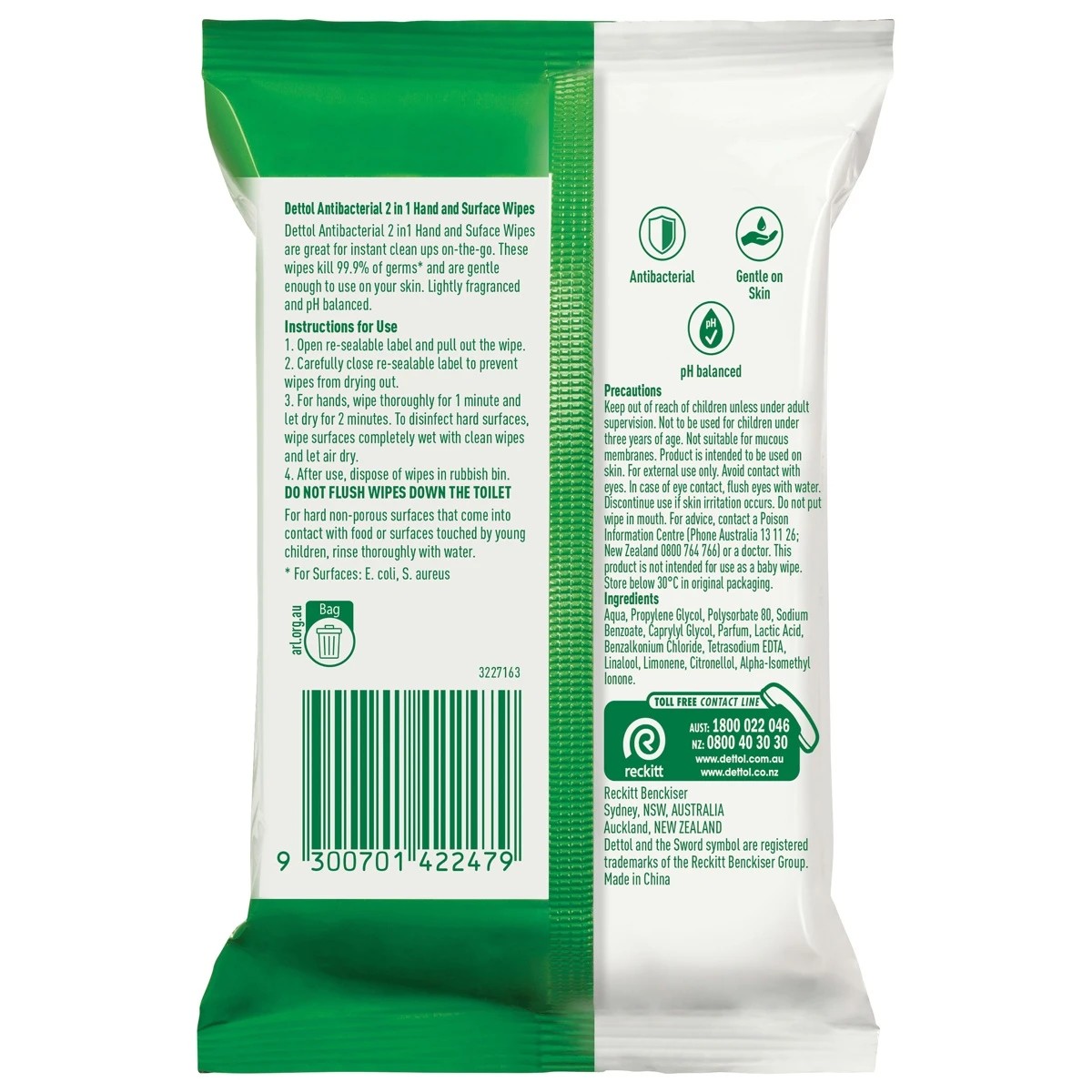 2 Dettol 15 Pack 2-in-1 Anti-Bacterial Wipes, 2 of 5