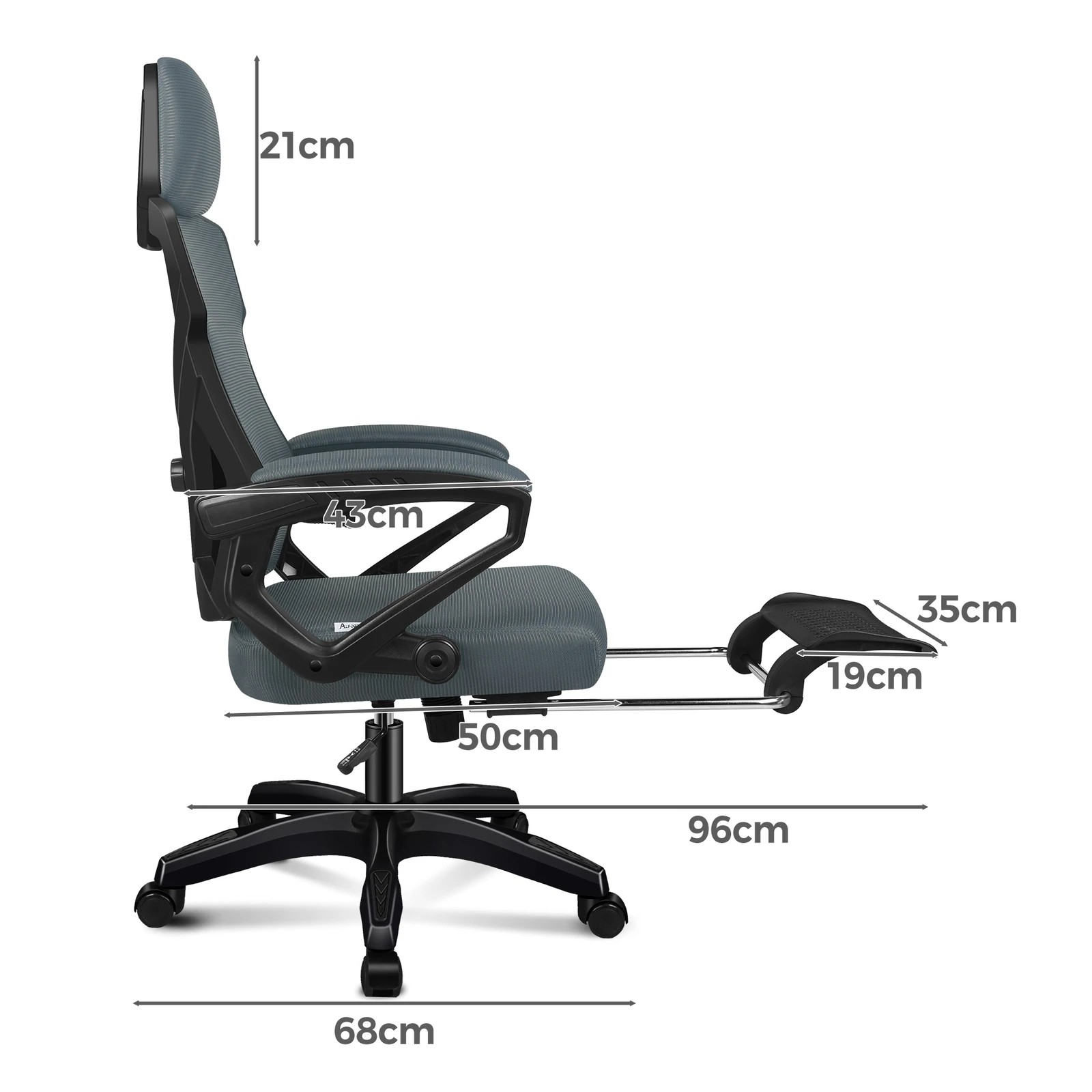 6 Alfordson Office Desk Chair Mesh Executive Computer Fabric Seat Recliner Work - Grey, 6 of 6