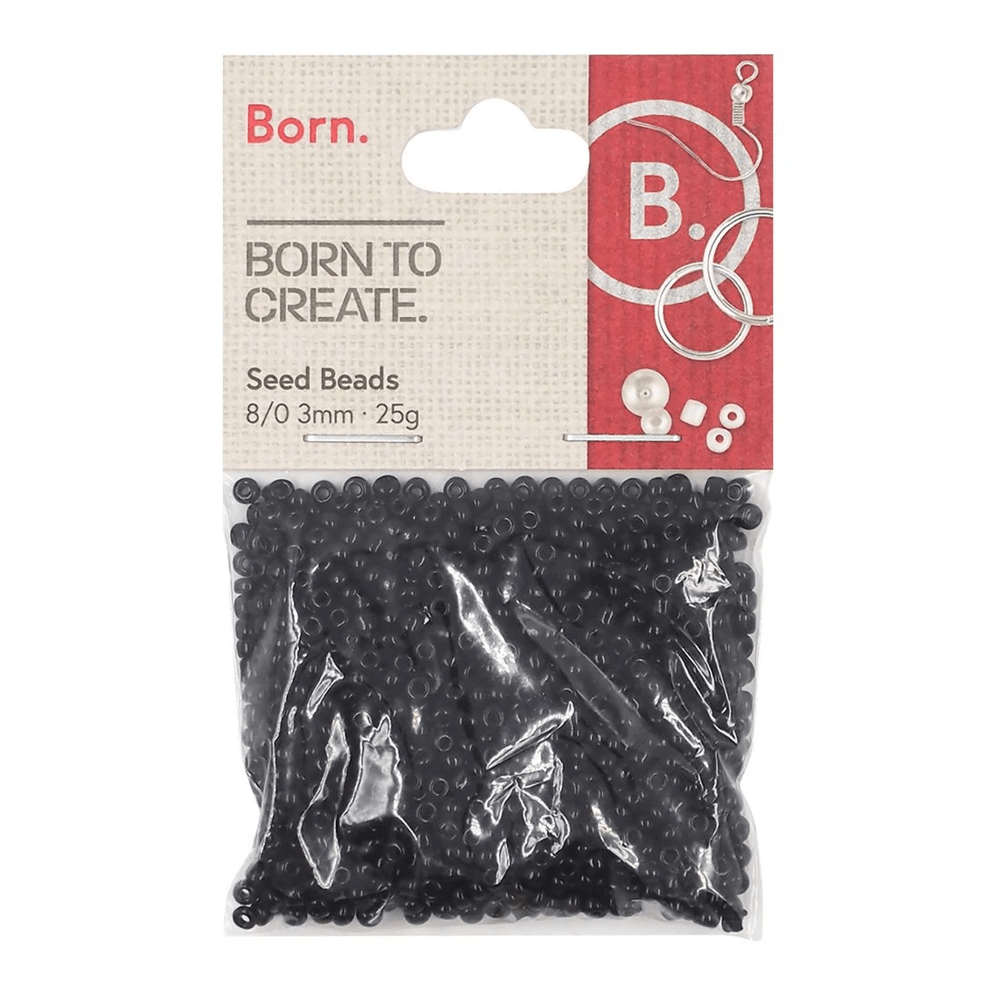 1 Born Seed Beads 8/0 3mm 25g Black, 1 of 1