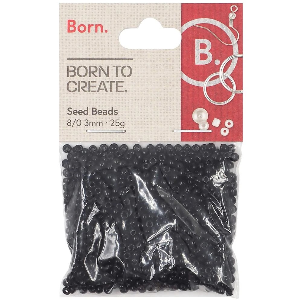 1 Born Seed Beads 8/0 3mm 25g Black, 1 of 1