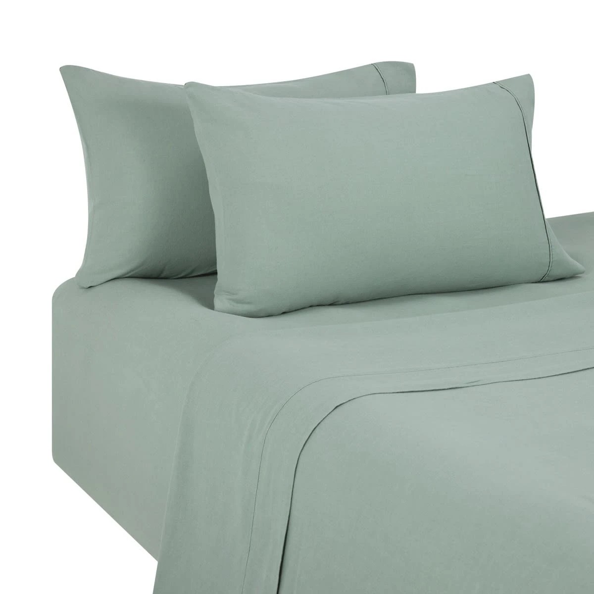 5 Cotton Linen Sheet Set - King Bed, Sage, 5 of 6