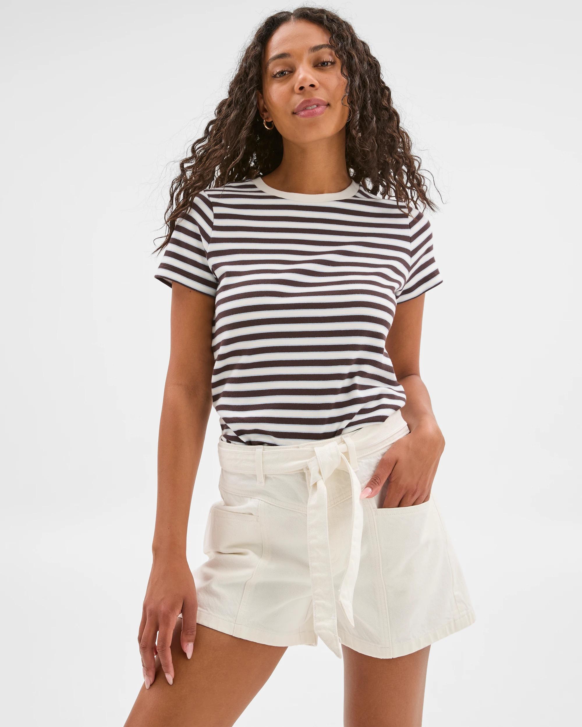 3 Target Belted Denim Shorts WHITE, 3 of 5