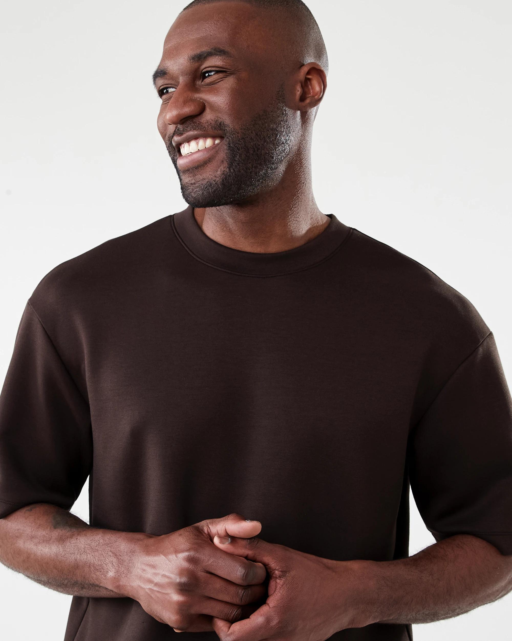 4 Active Mens Oversized Scuba T-shirt Brn Maogny, 4 of 6