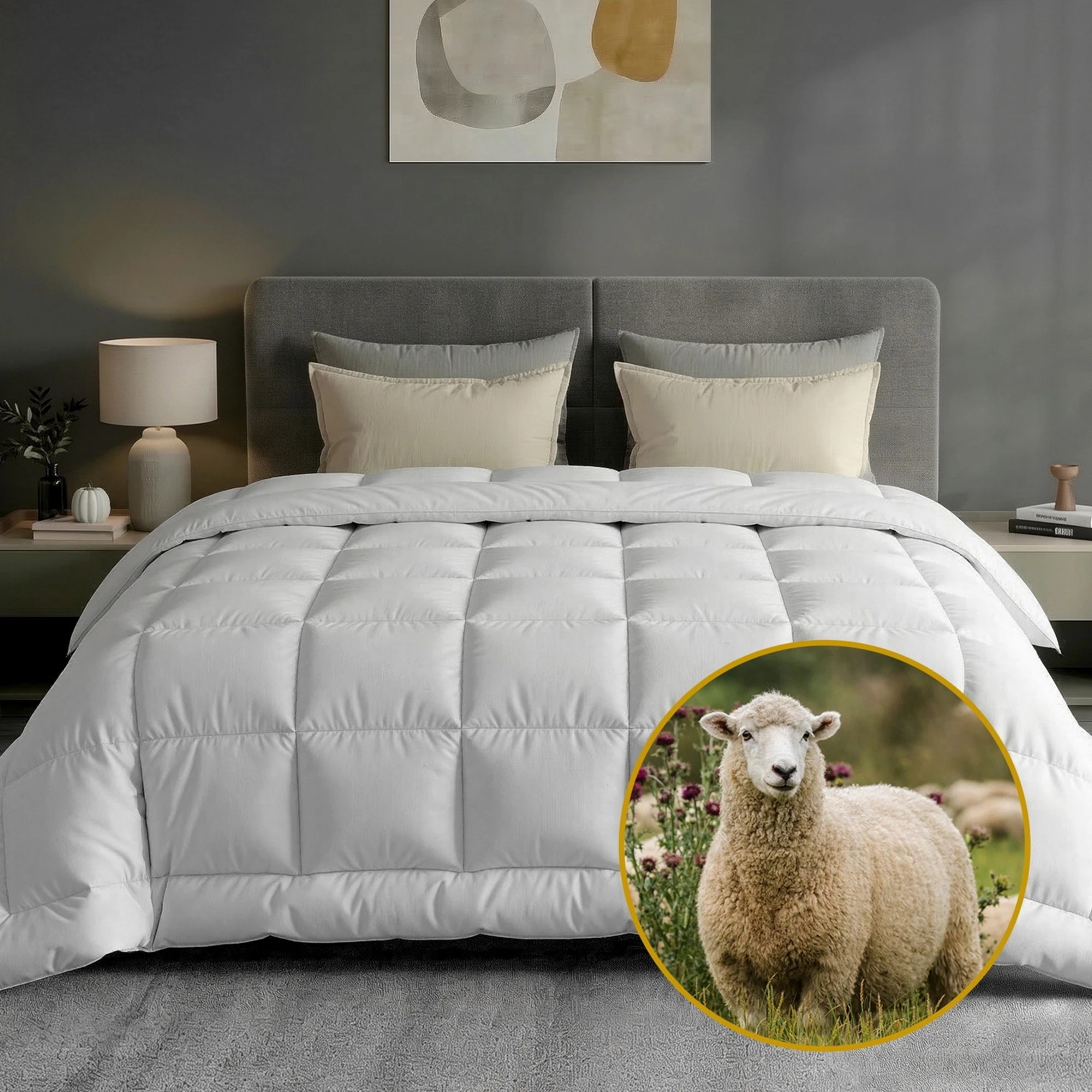 4 Giselle 500GSM Wool Quilt Winter Doona Queen - White, 4 of 4