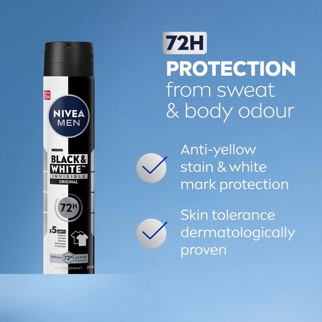 3 Nivea Men Black & White Invisible Original Anti-Perspirant Aerosol Deodorant 250ml, 3 of 7