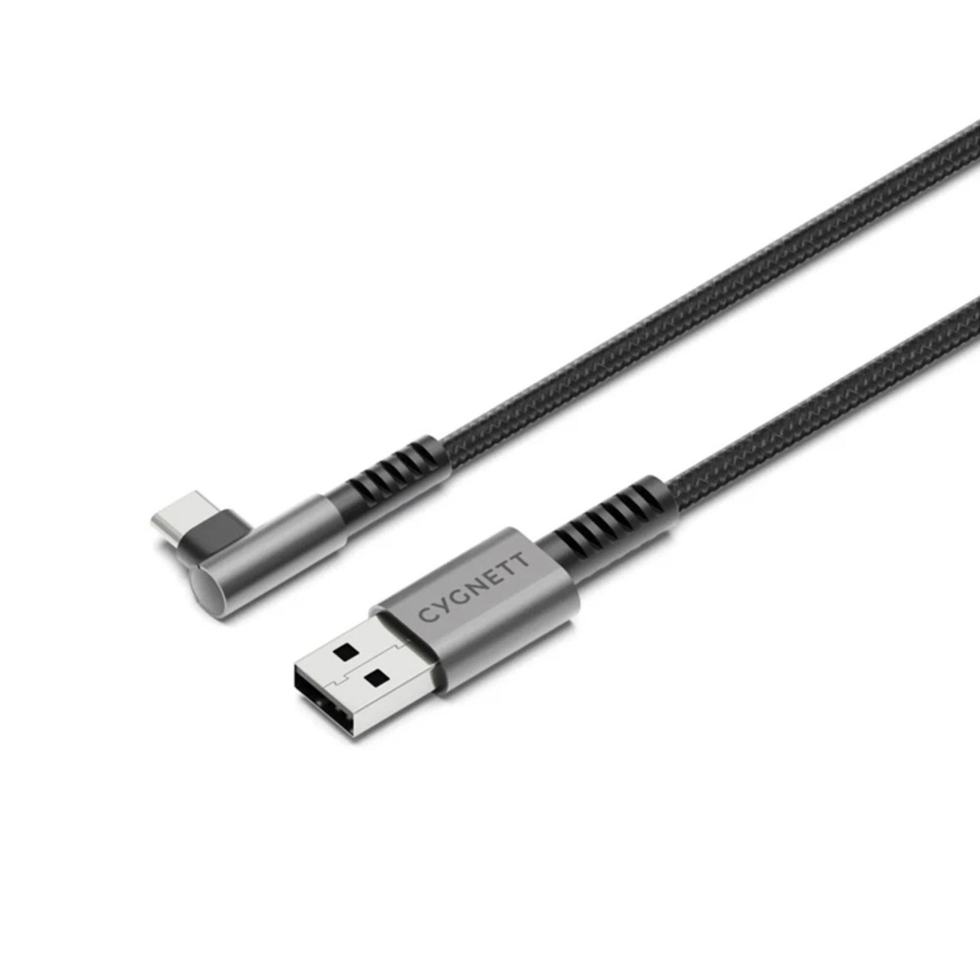 1 Cygnett - Unite Right-Angle 1m USB-C to USB-A (2.0) Cable - Black, 1 of 1