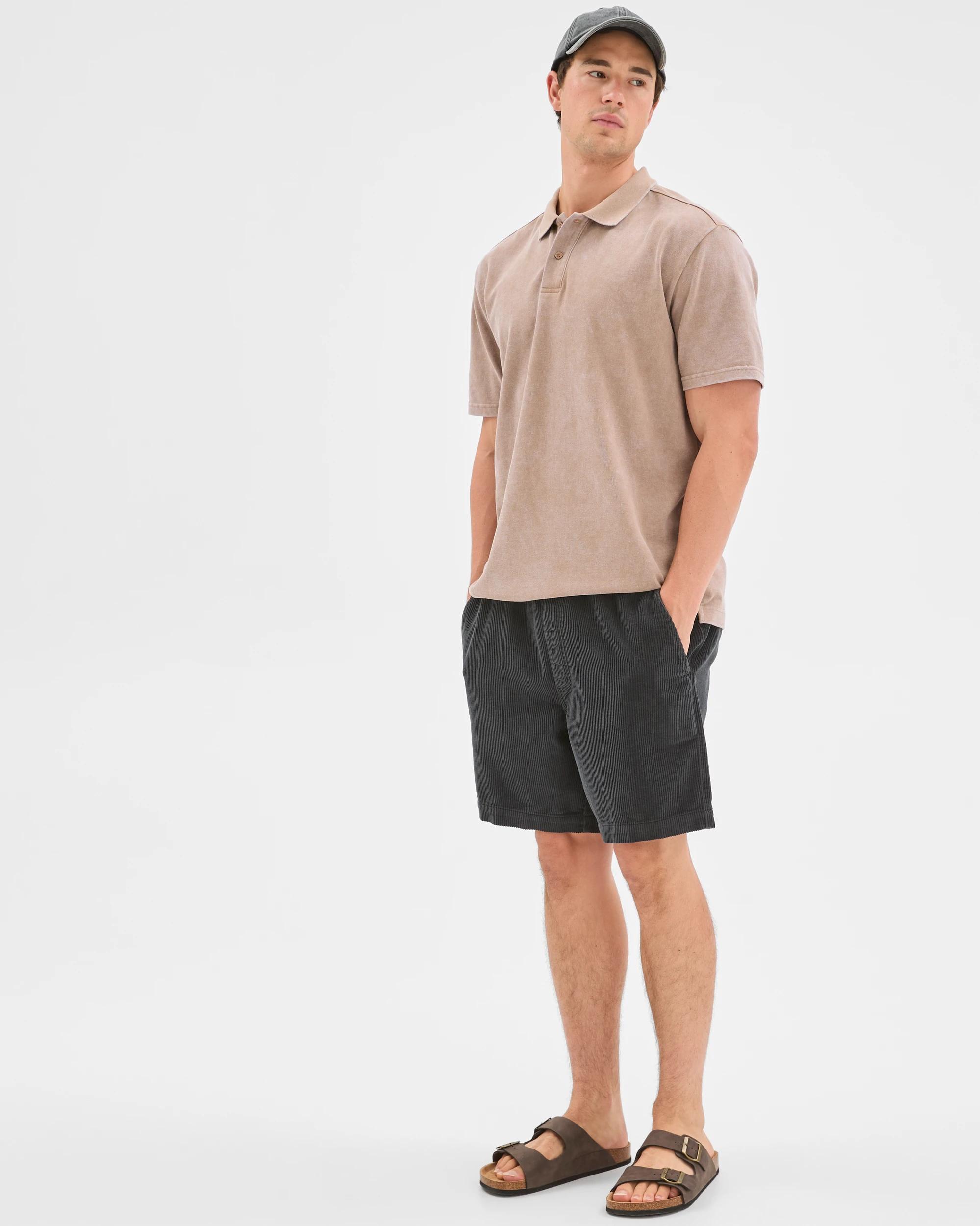 3 Commons Australian Cotton Overdyed Pique Polo Top TIMBER, 3 of 6