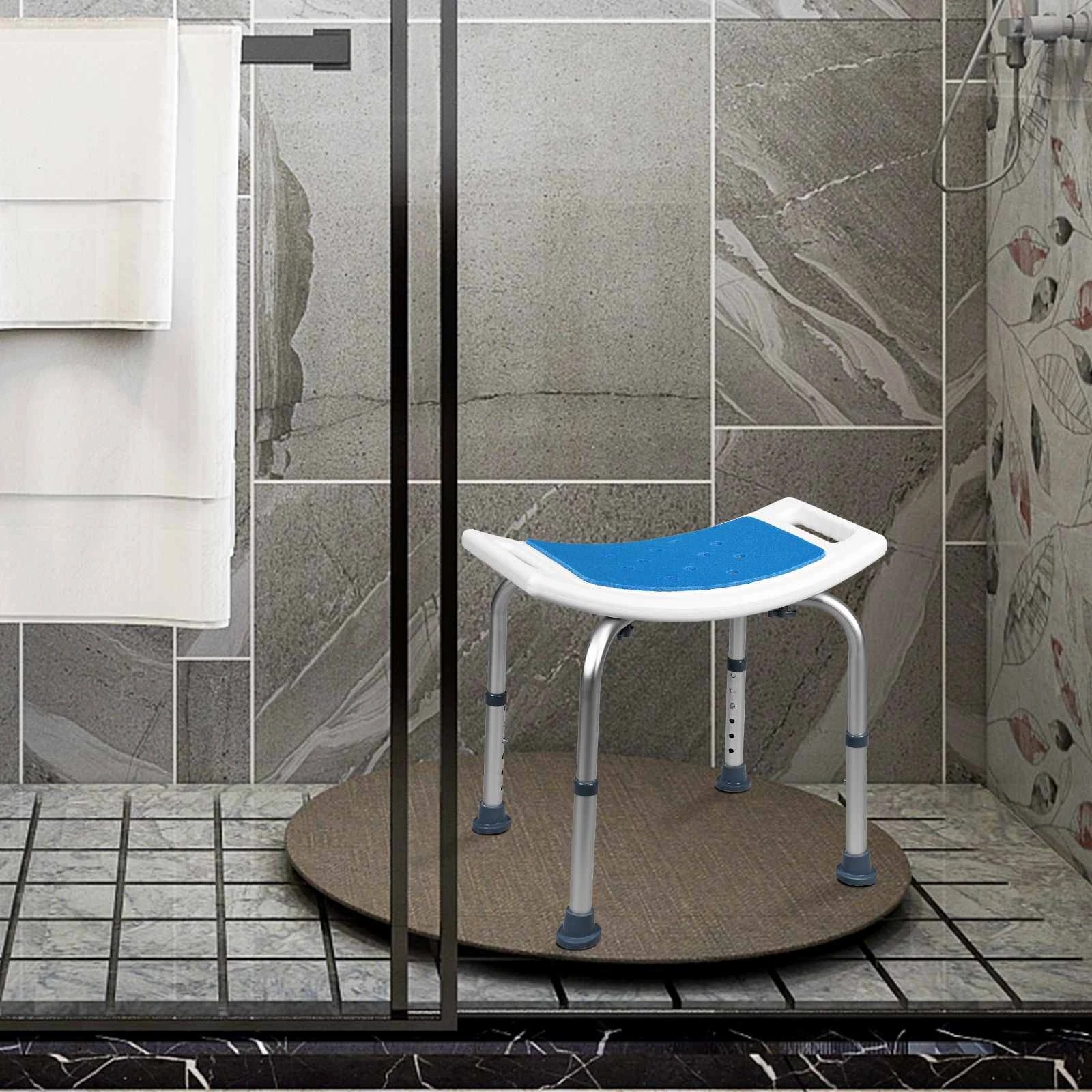 8 Costway Adjustable Shower Stool Lightweight Bathtub Stool for Senior, 8 of 10