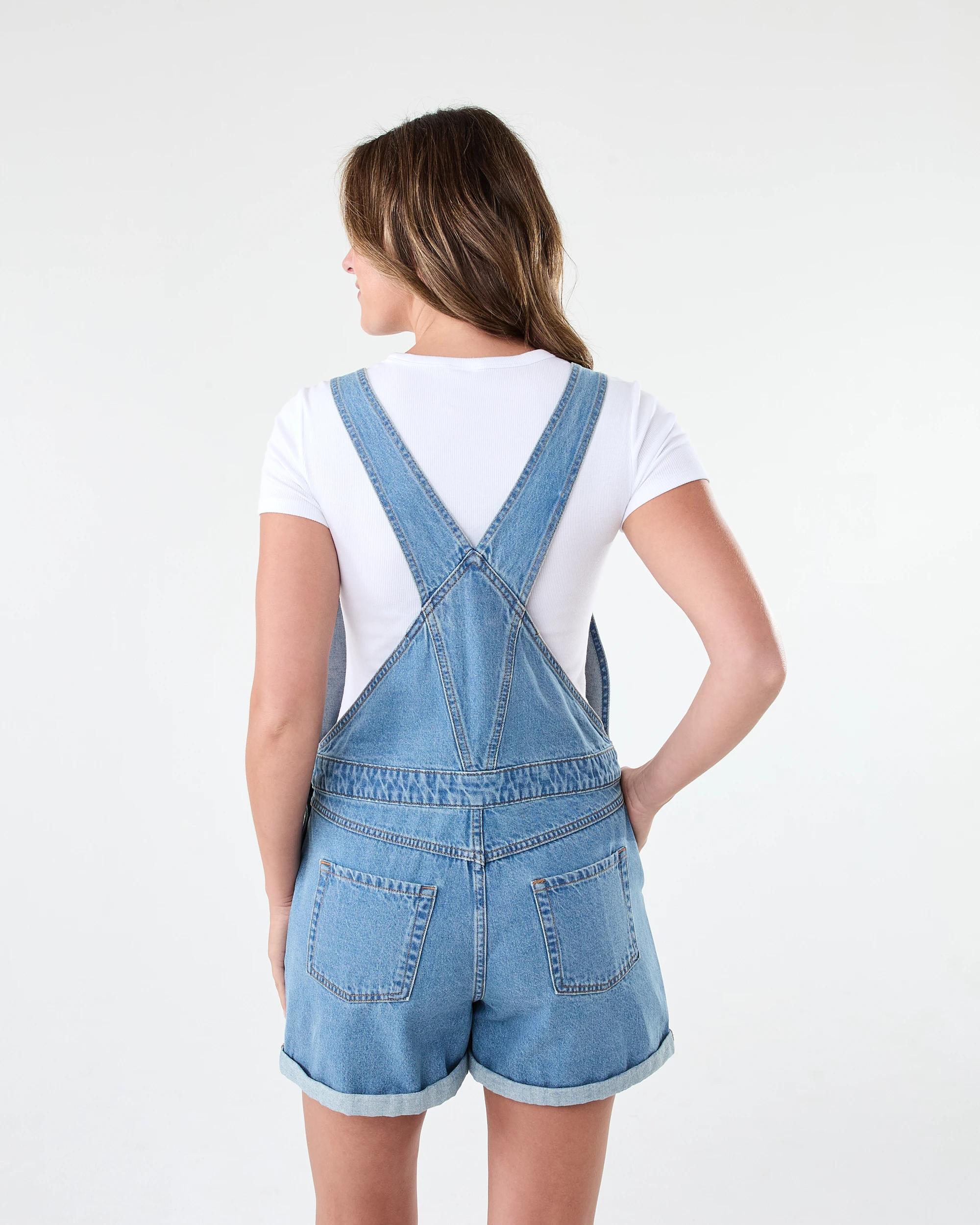3 Denim Shortalls Light Wash, 3 of 10