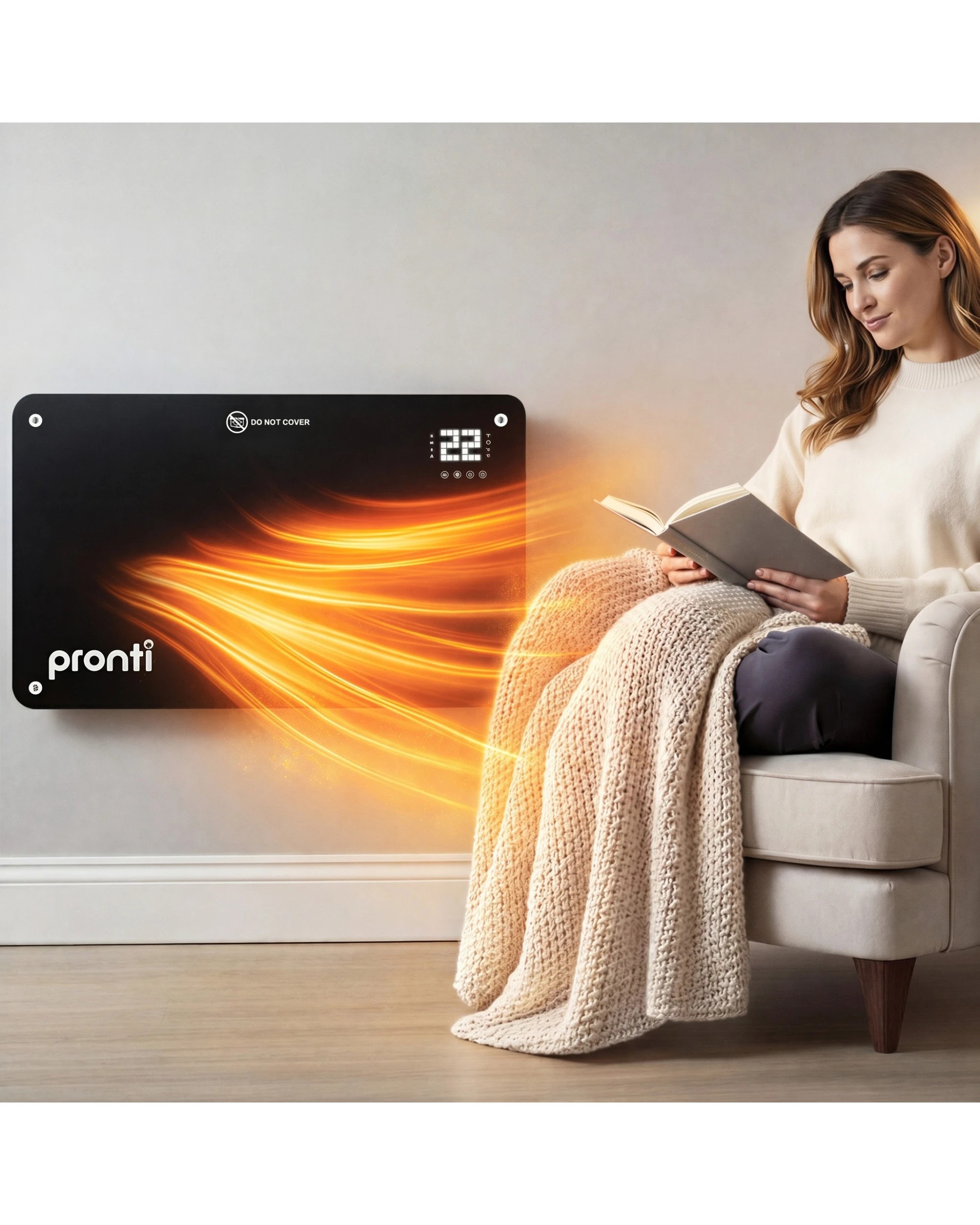 4 Pronti Glass Panel Convection Heater with Remote Control LED Display - Black, 4 of 10