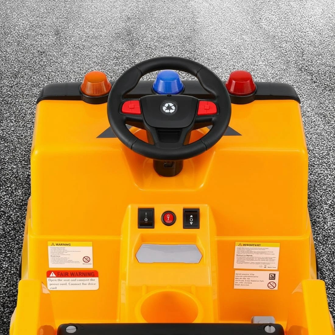 3 Rigo Kids Ride On Car Garbage Truck Police Light 12V Electric Toys Cars - Yellow, 3 of 5