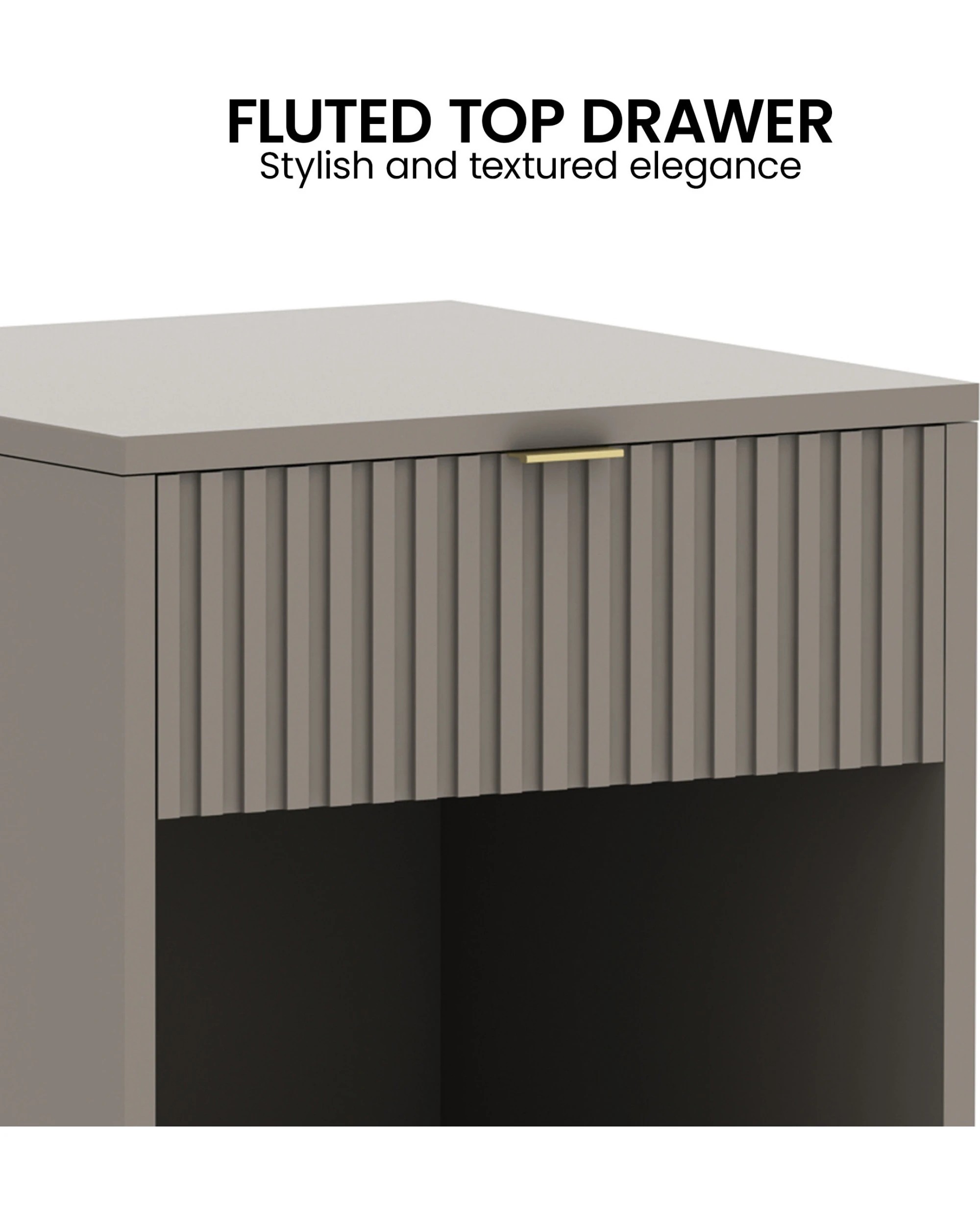 5 Sarantino Elton Fluted Bedside Table - Grey, 5 of 8