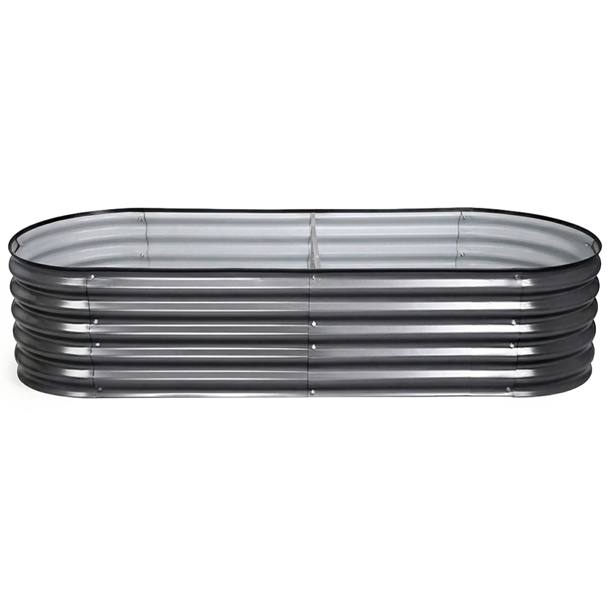 3 Green Fingers 4 Pcs Raised Garden Bed Kit 160x80x42cm Oval Galvanized Steel Planter Boxes Vegetables - Grey, 3 of 4