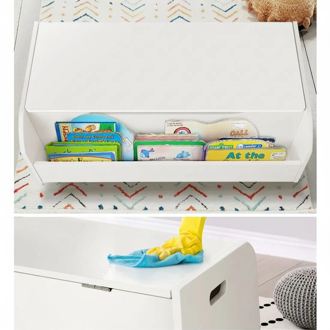 3 Keezi Kids Toy Box Chest Bookshelf Storage Children Bookcase Organiser Display - White, 3 of 5